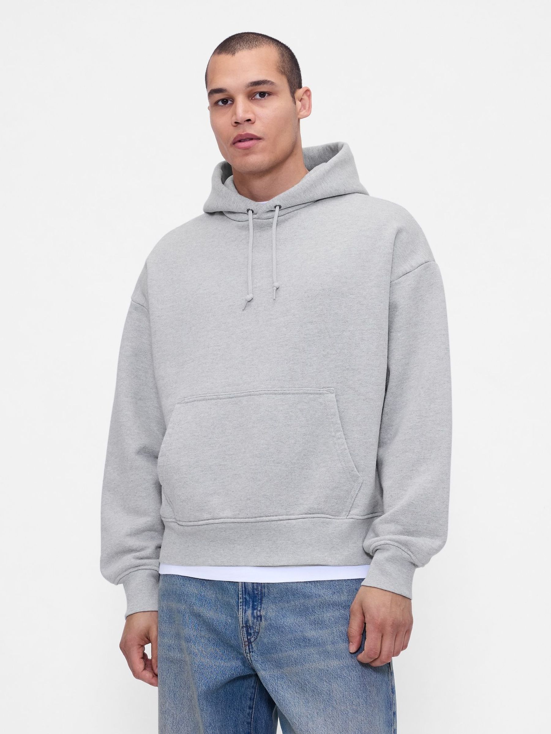Light Grey Extra Heavyweight French Terry Hoodie (H66521) | £85