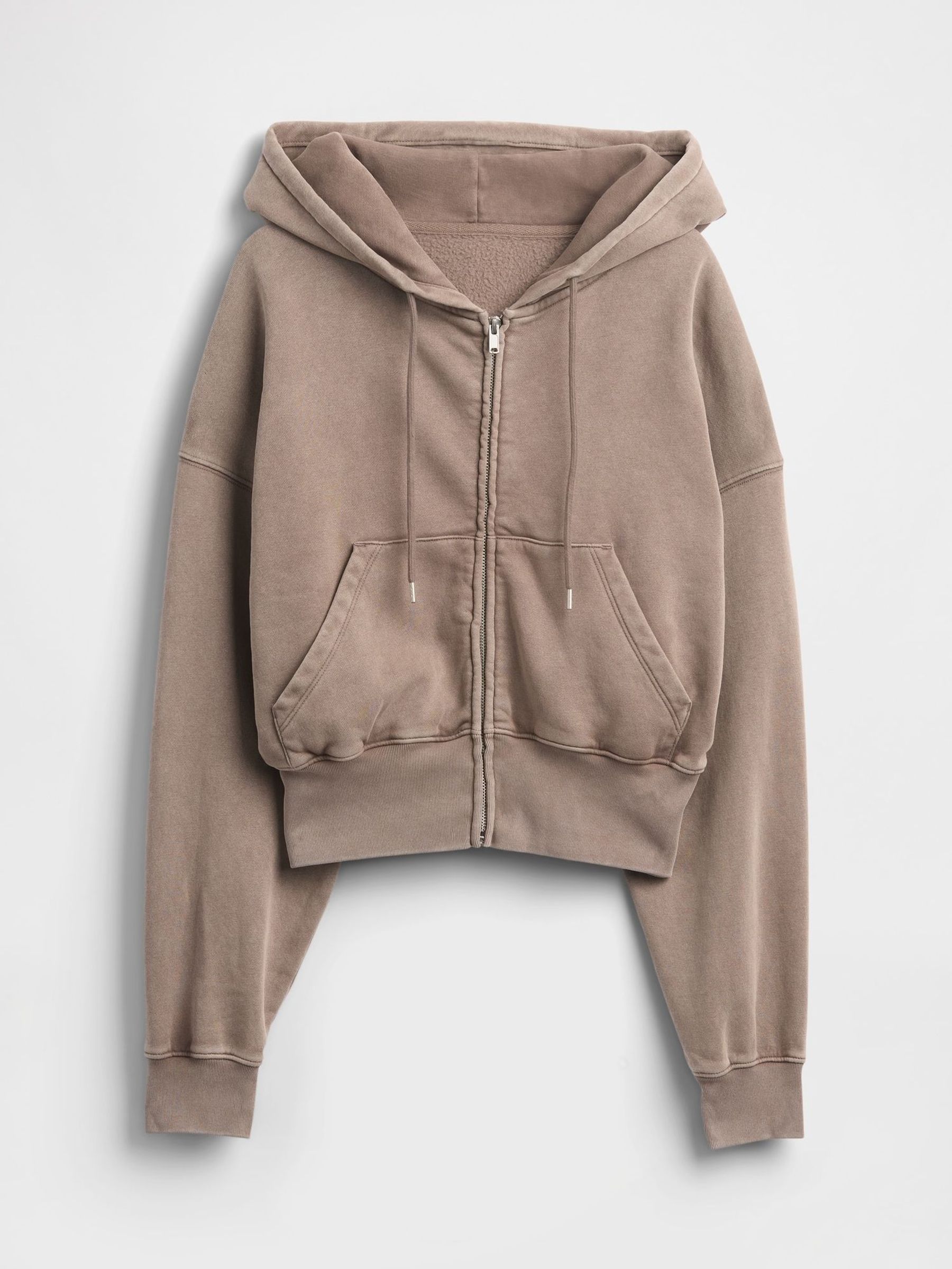 Brown Vintage Soft Full Zip Wedge Hoodie (H66525) | £60