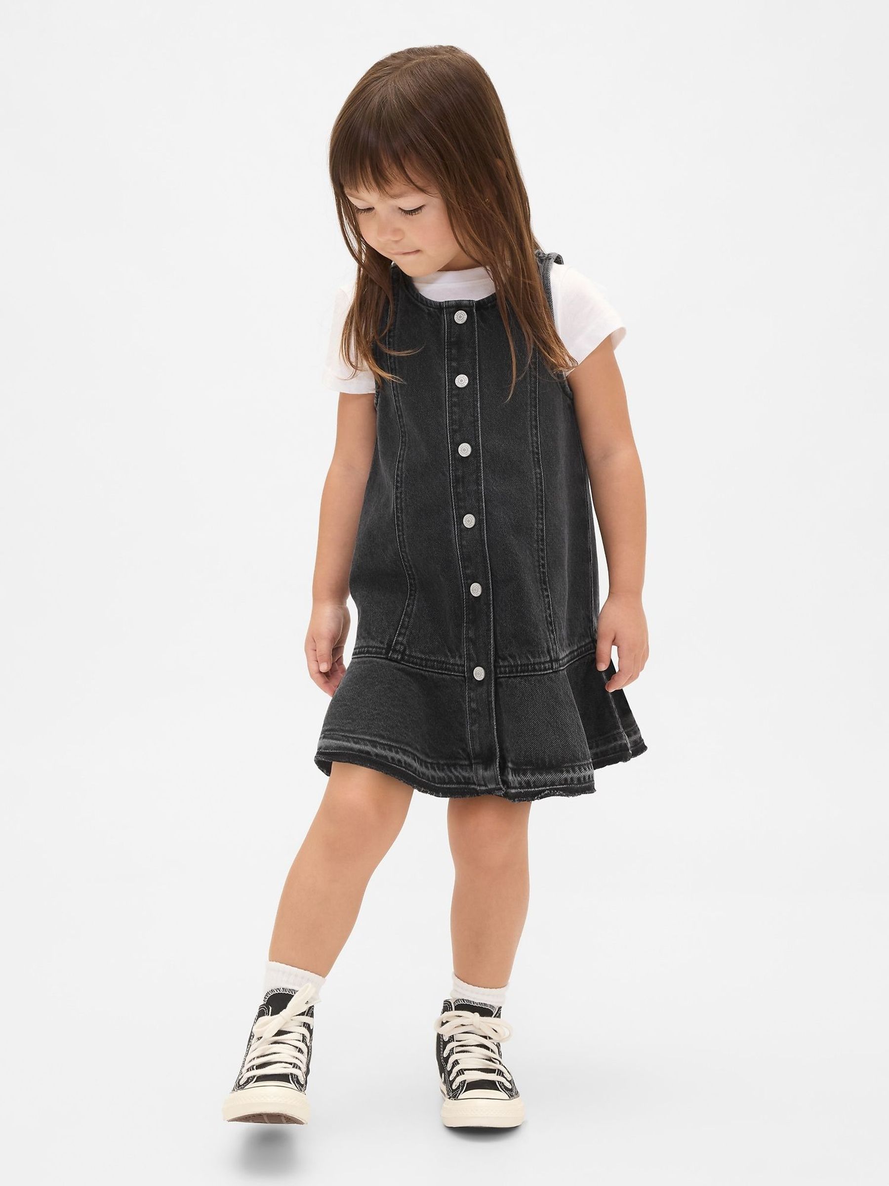 Black Denim Peplum Hem Dress (6mths-5yrs) (H66532) | £25