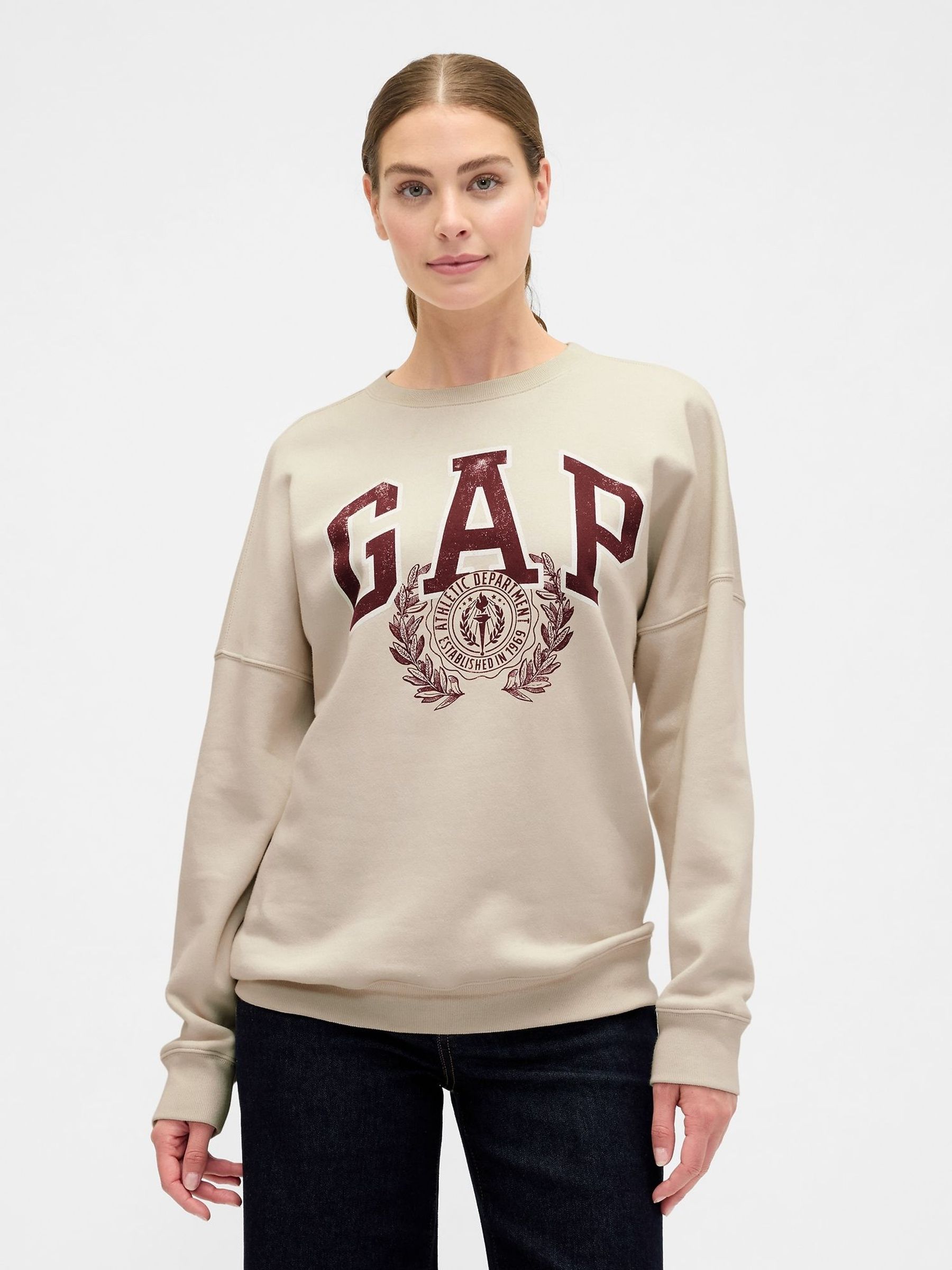 Cream Oversized Graphic Sweatshirt (H66533) | £35