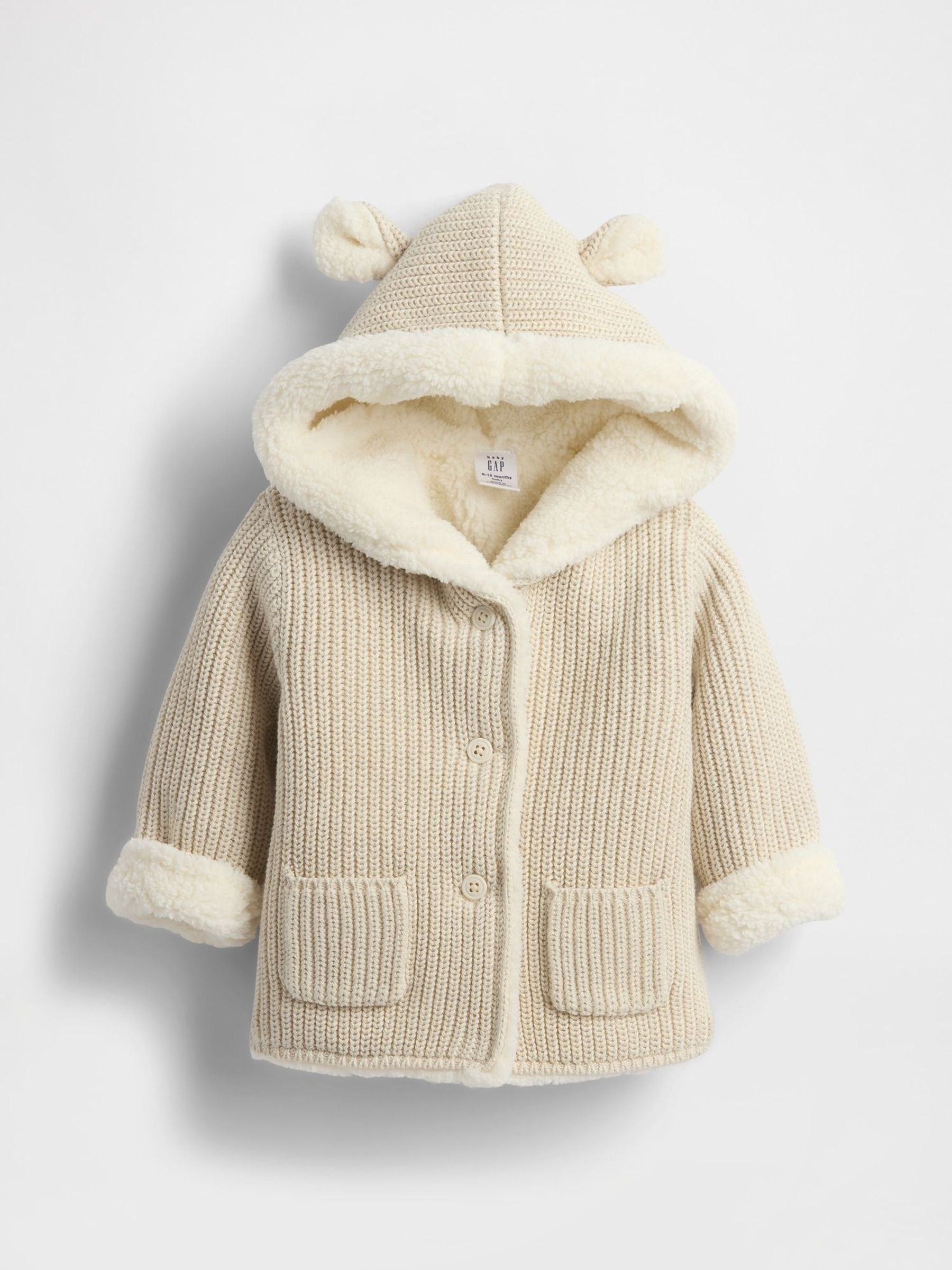 Cream Sherpa-Lined Cardigan (Newborn-24mths) (H66587) | £30