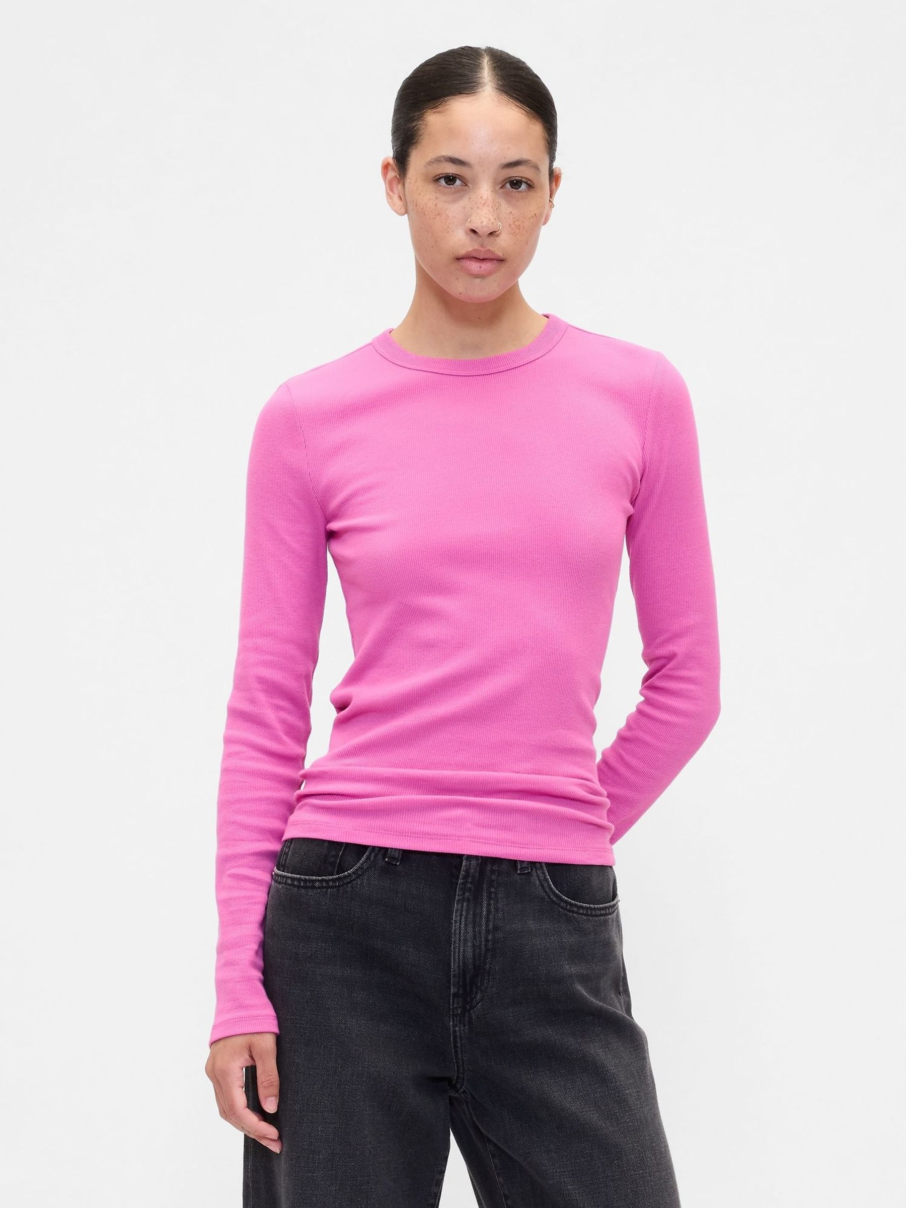 Pink Long Sleeve Rib T-Shirt (H66599) | £16
