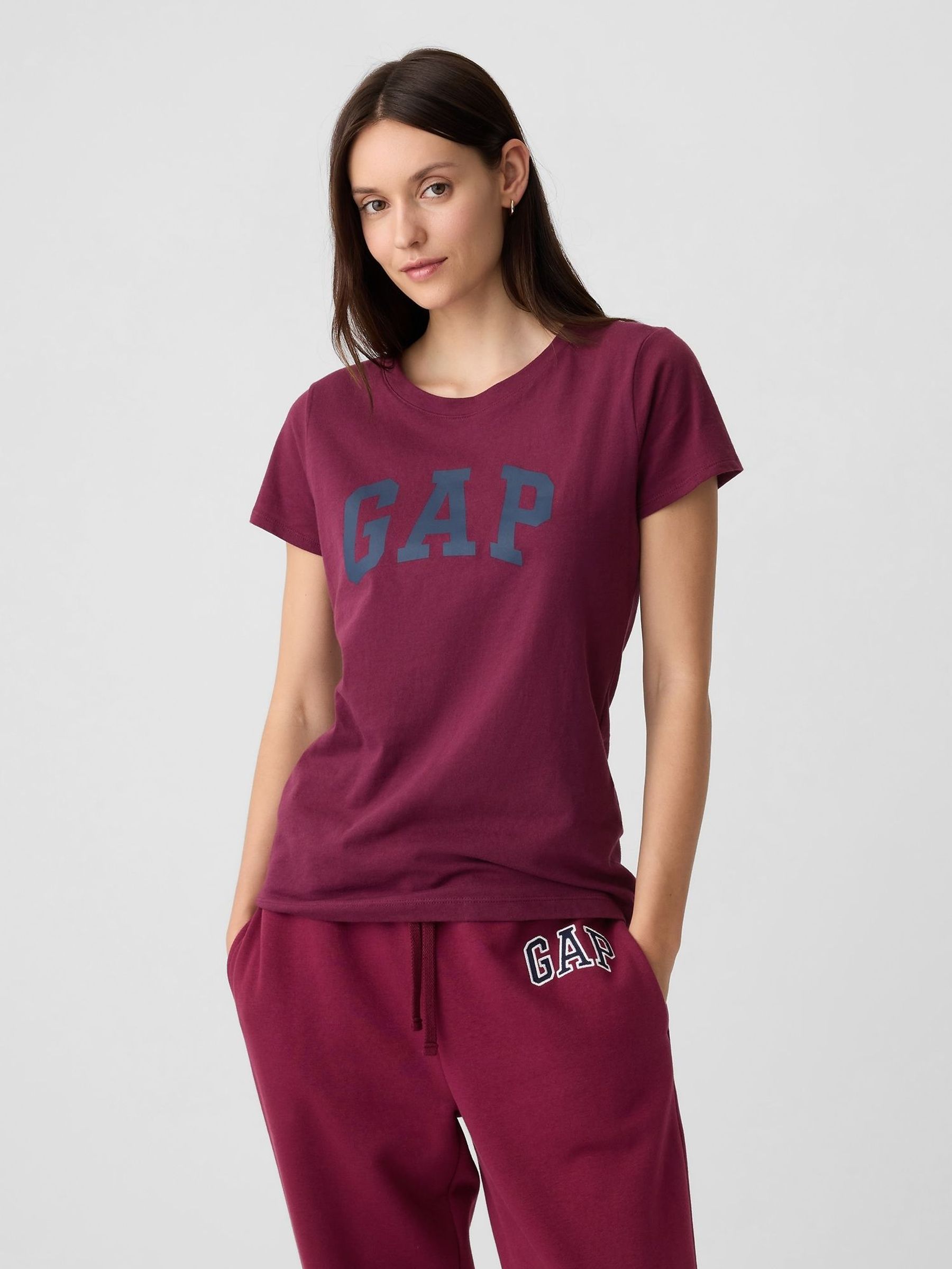 Burgundy Red Logo Classic Short Sleeve Crew Neck T-Shirt (H66632) | £14