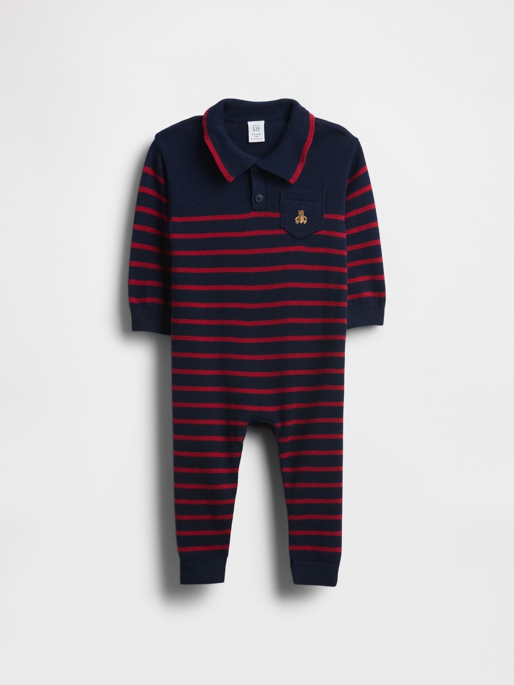 Navy Blue Polo Knitted One Piece (Newborn-24mths) (H66754) | £30