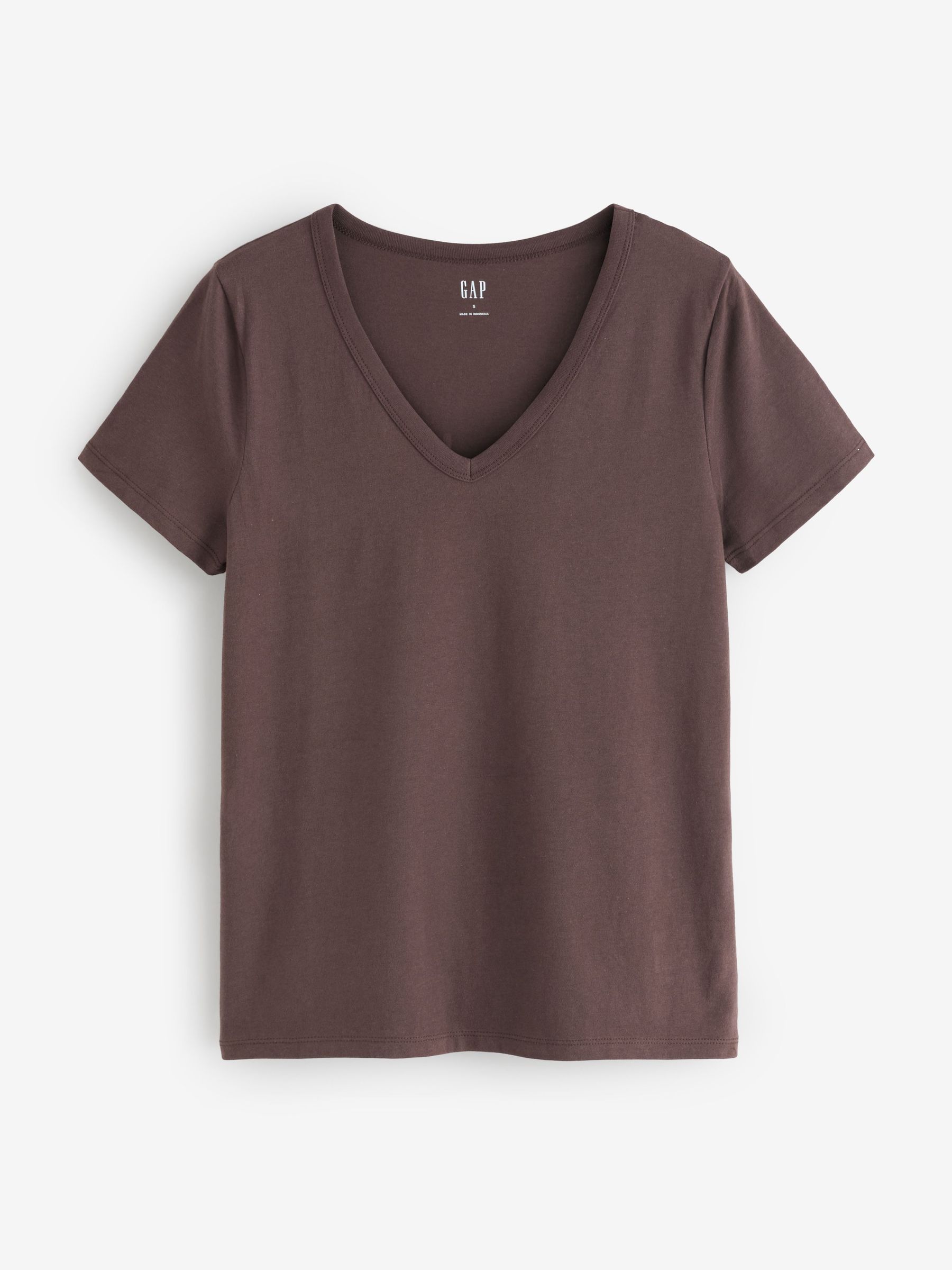 Brown V-Neck Favourite Cotton Short Sleeve T-Shirt (H66768) | £12