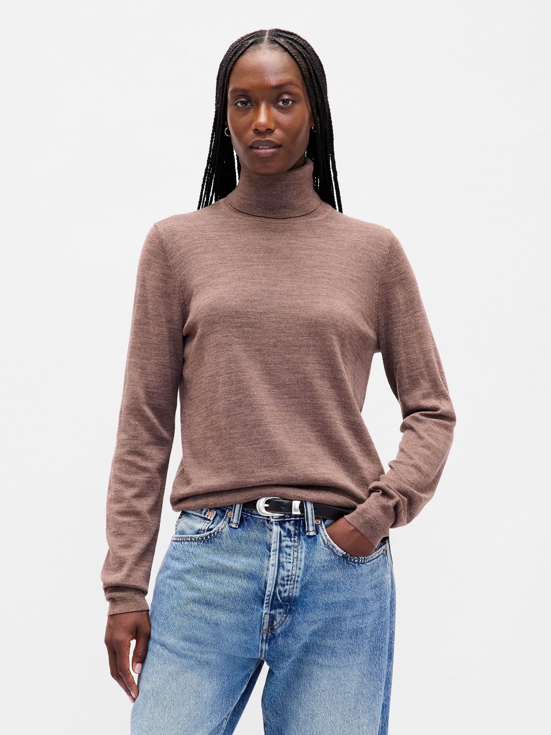 Brown Merino Turtle Neck Sweatshirt (H66771) | £45