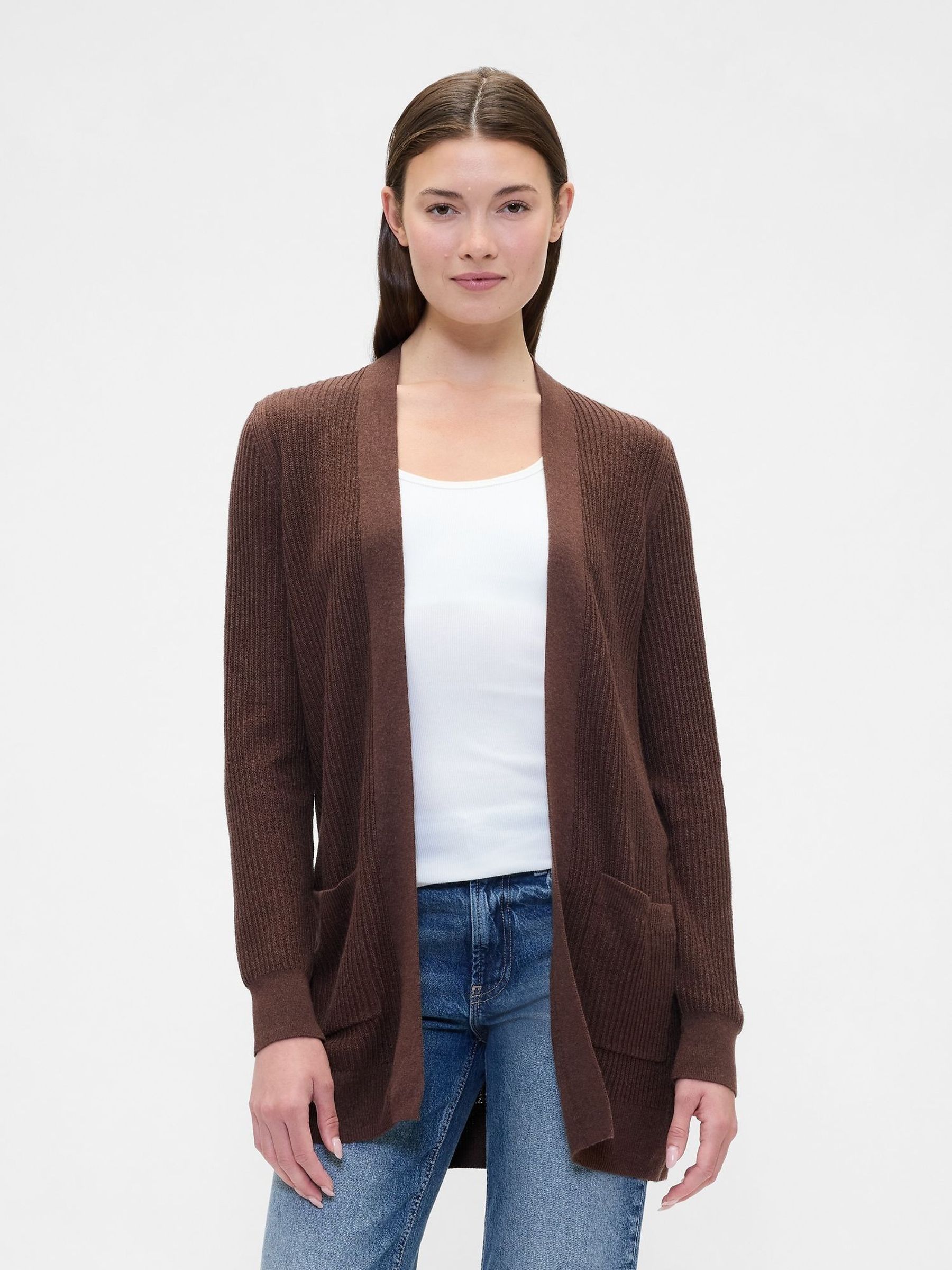 Brown Long Open Cardigan (H66779) | £35
