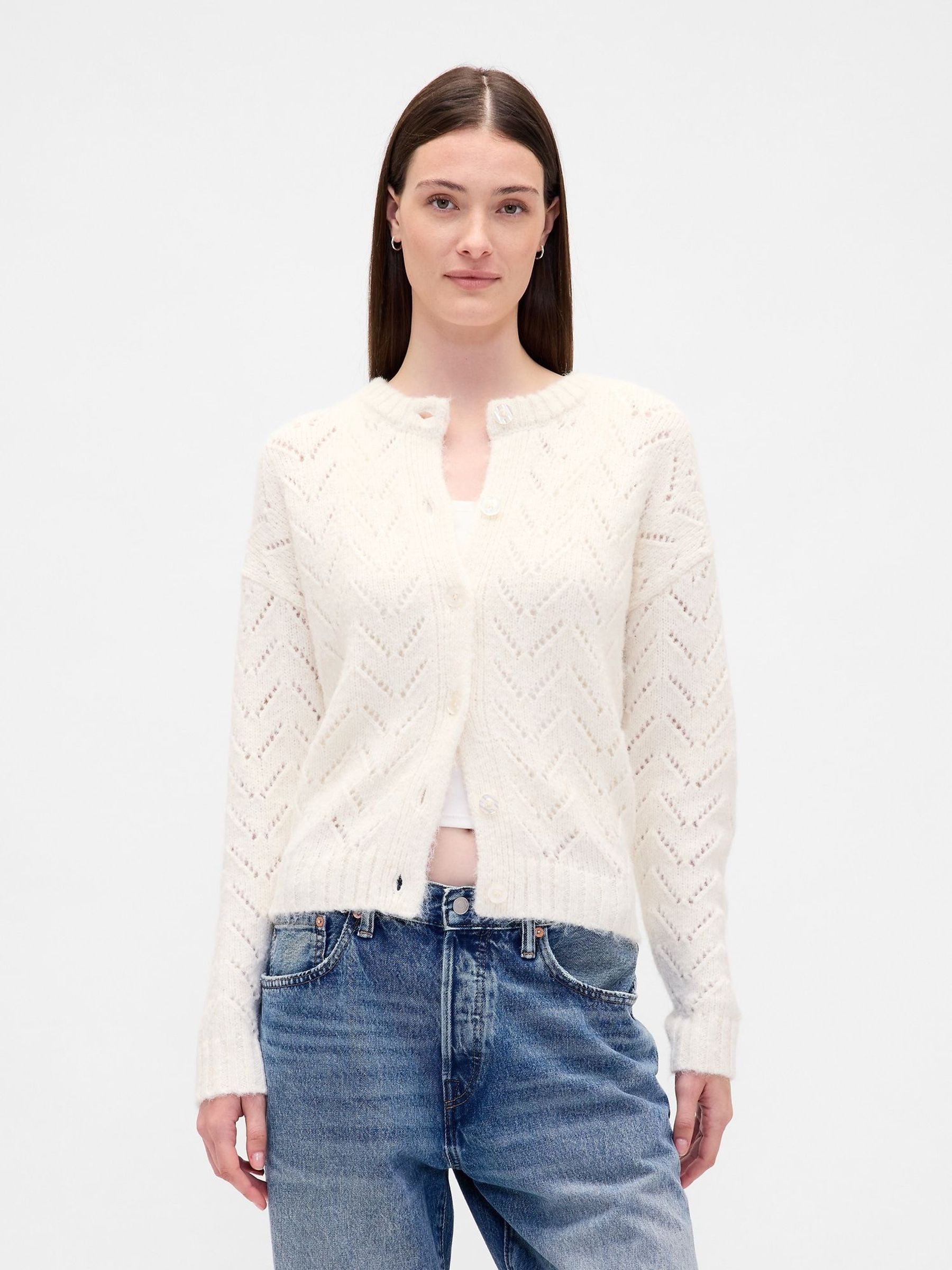 Nude Fuzzy Pointelle Cardigan (H66821) | £60