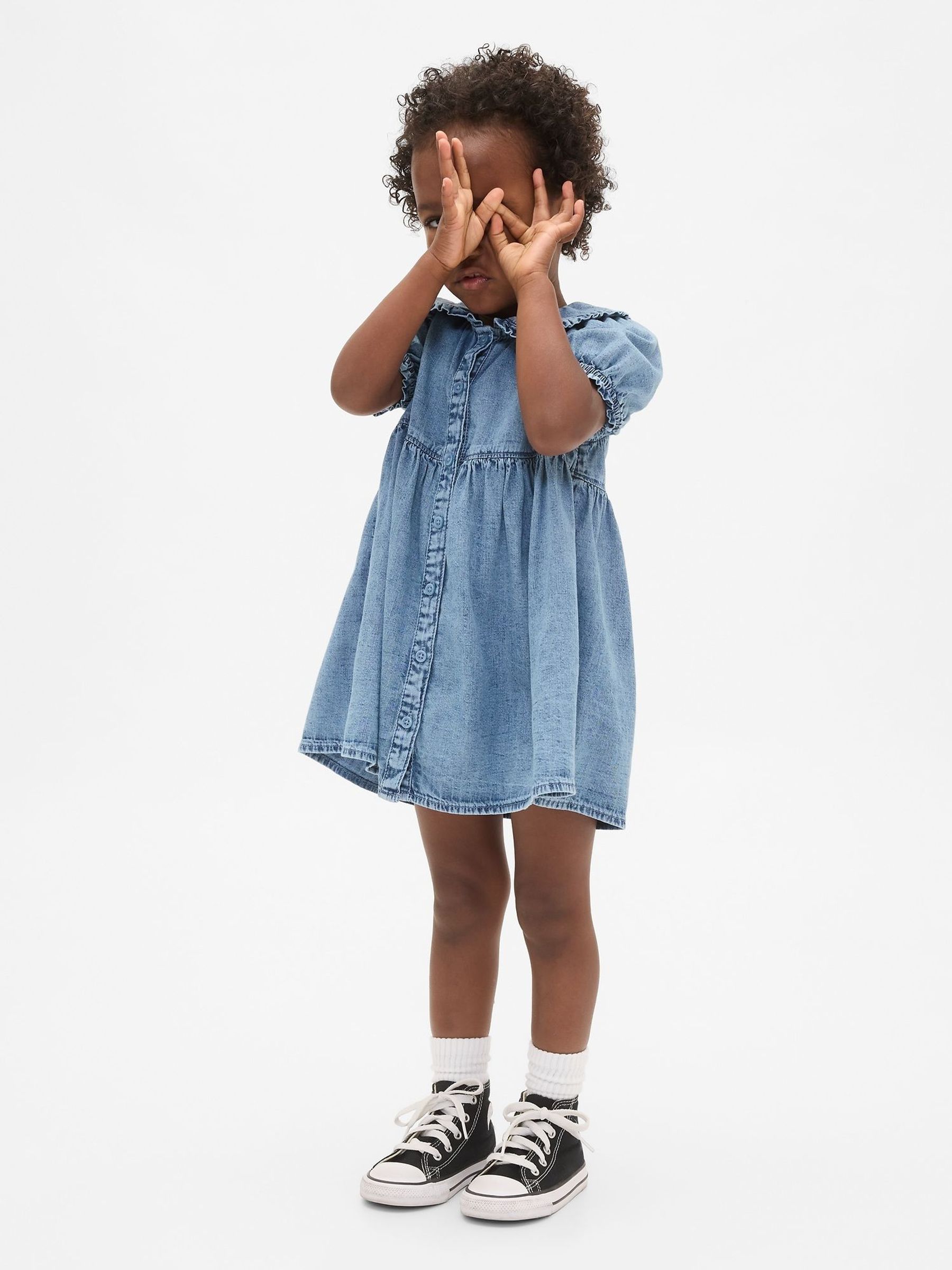 Blue Denim Ruffle Dress (6mths-5yrs) (H66838) | £30