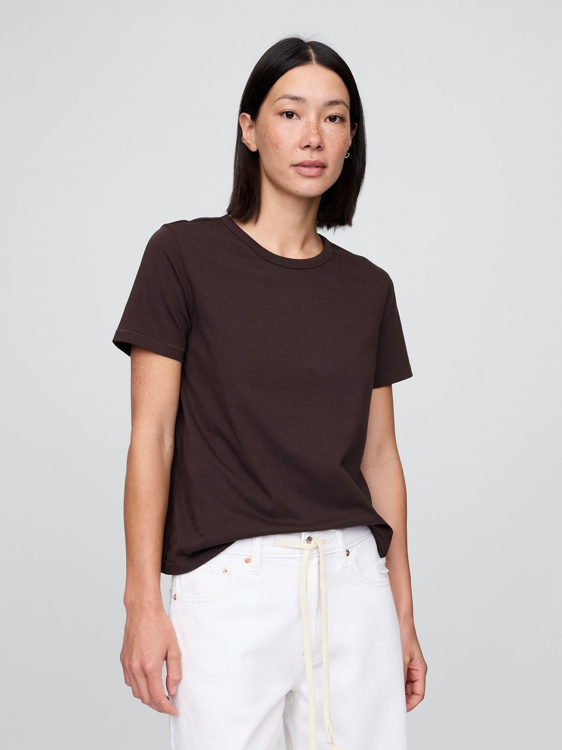 Brown Vintage Soft Crew Neck Short Sleeve T-Shirt (H66843) | £14