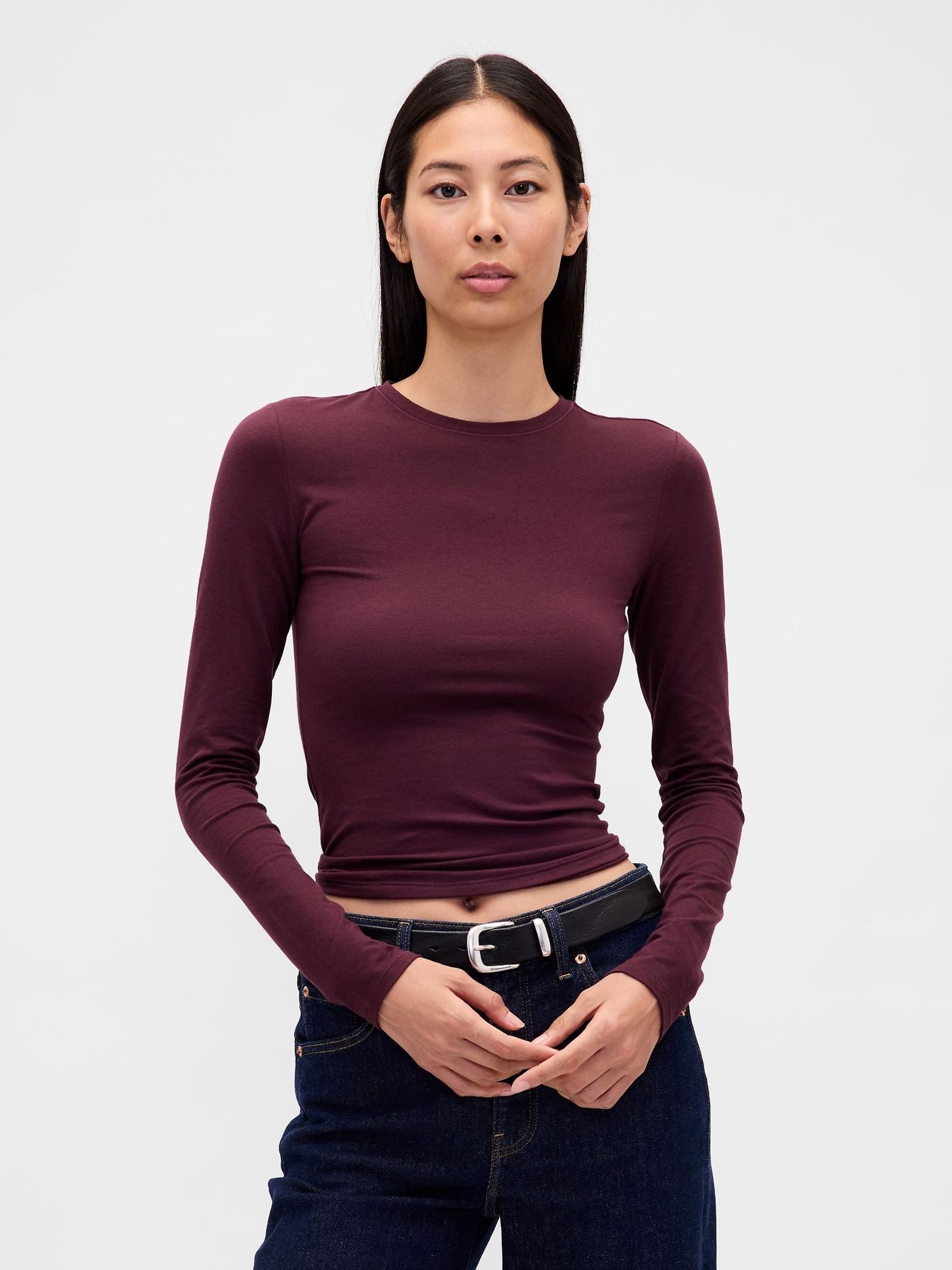 Burgundy Red Close Knit Jersey T-Shirt (H66884) | £14