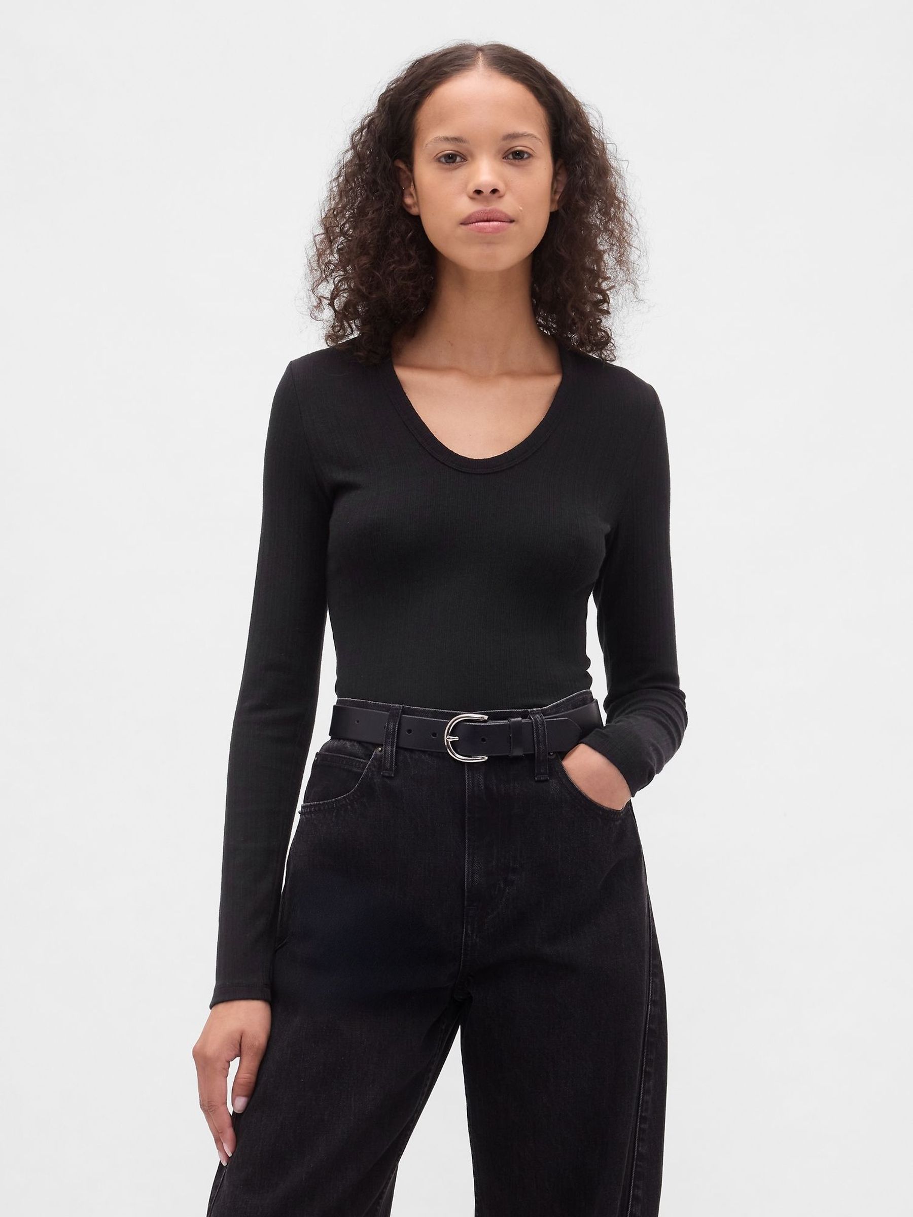 Black Sheer Modern Rib T-Shirt (H66885) | £30