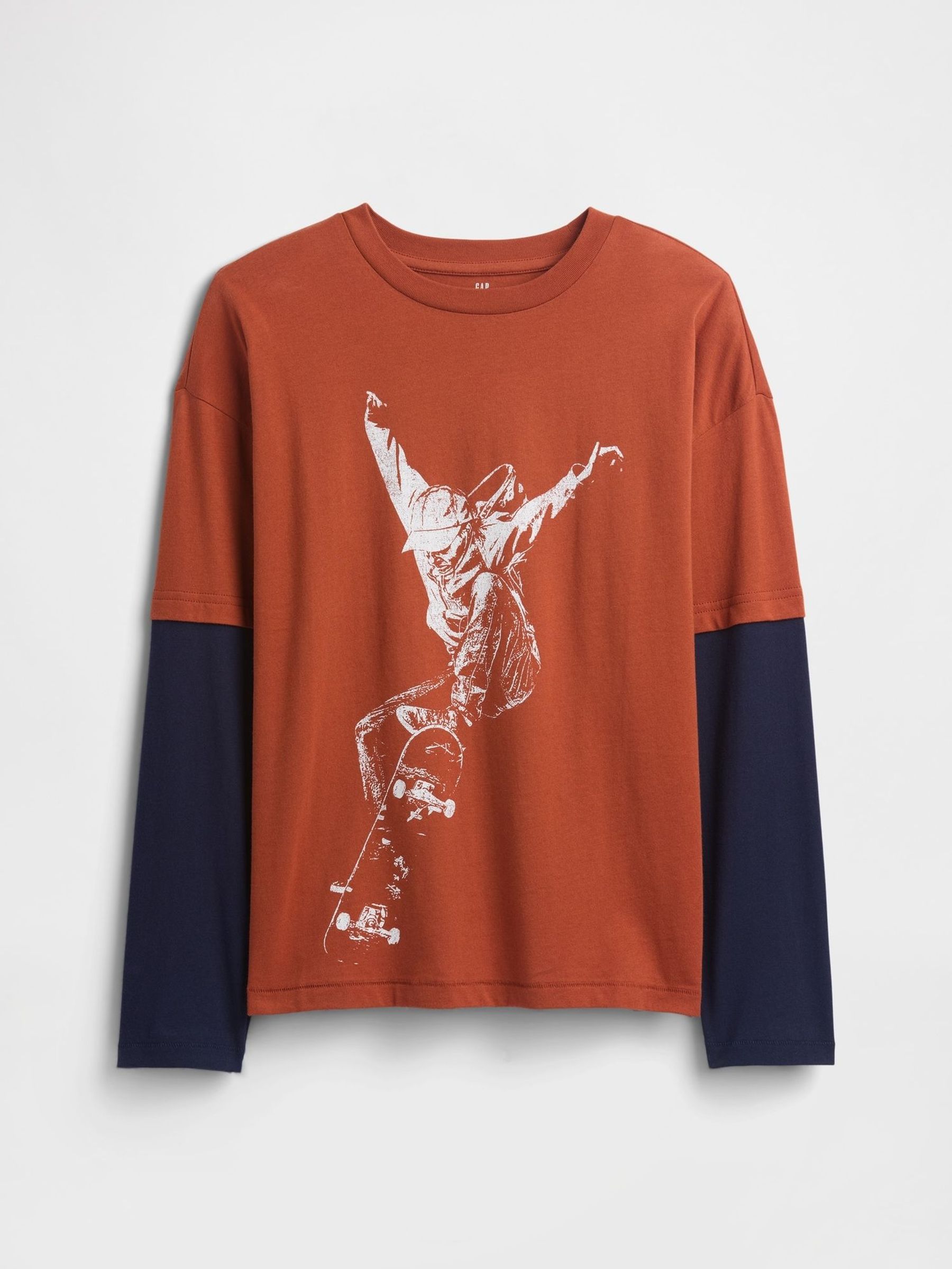 Red/Navy Relaxed Graphic Crew Neck T-Shirt (4-13yrs) (H66891) | £12