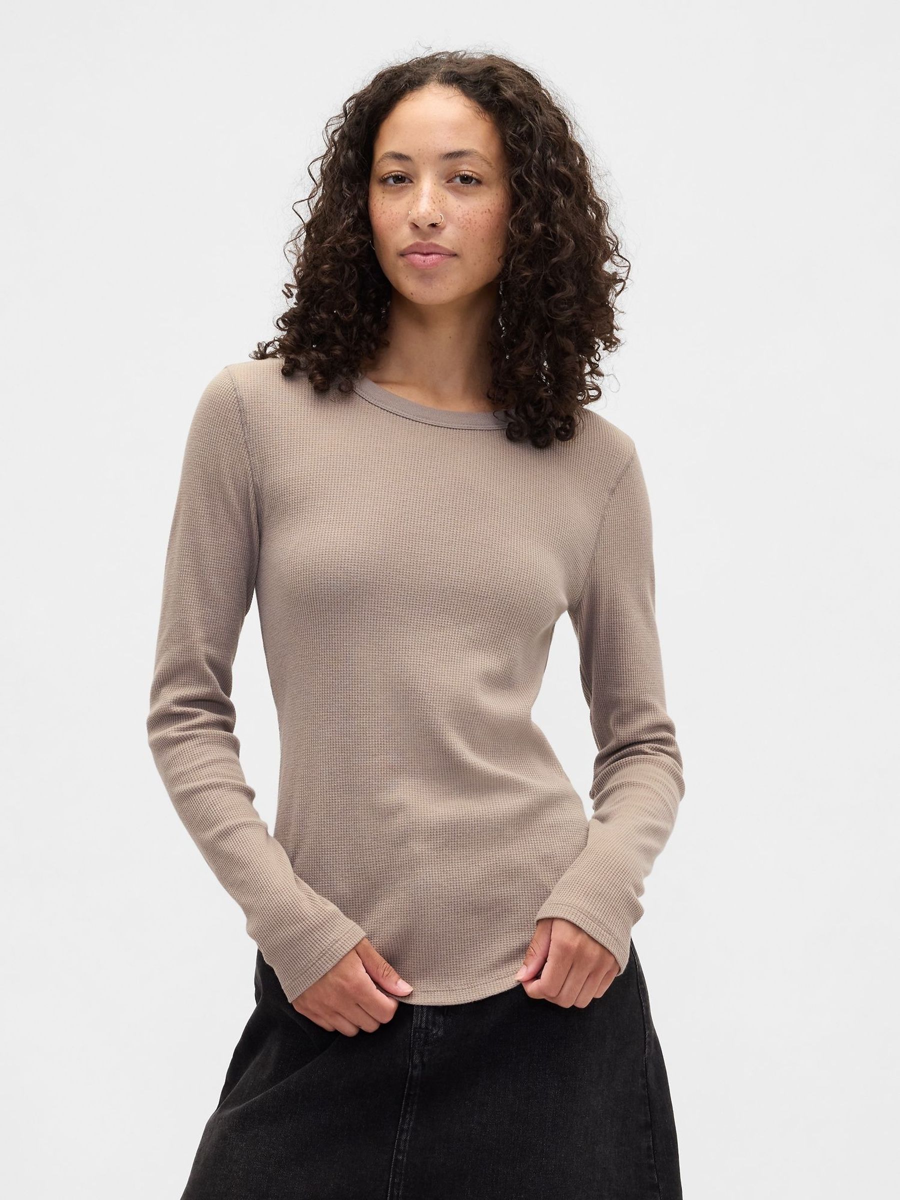 Brown Waffle Knit Long Sleeve T-Shirt (H66898) | £14