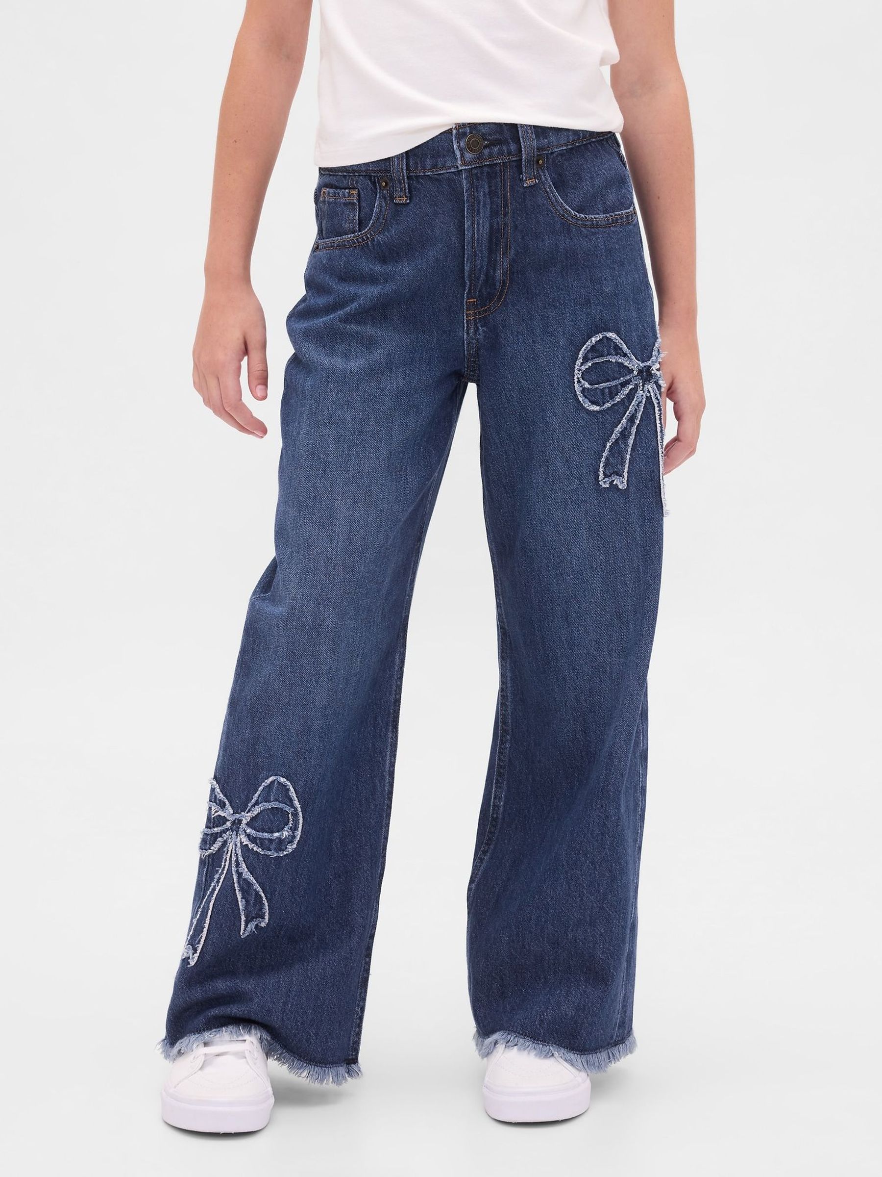 Blue Low Rise Stride Wide-Leg Jeans (5-13yrs) (H66902) | £35