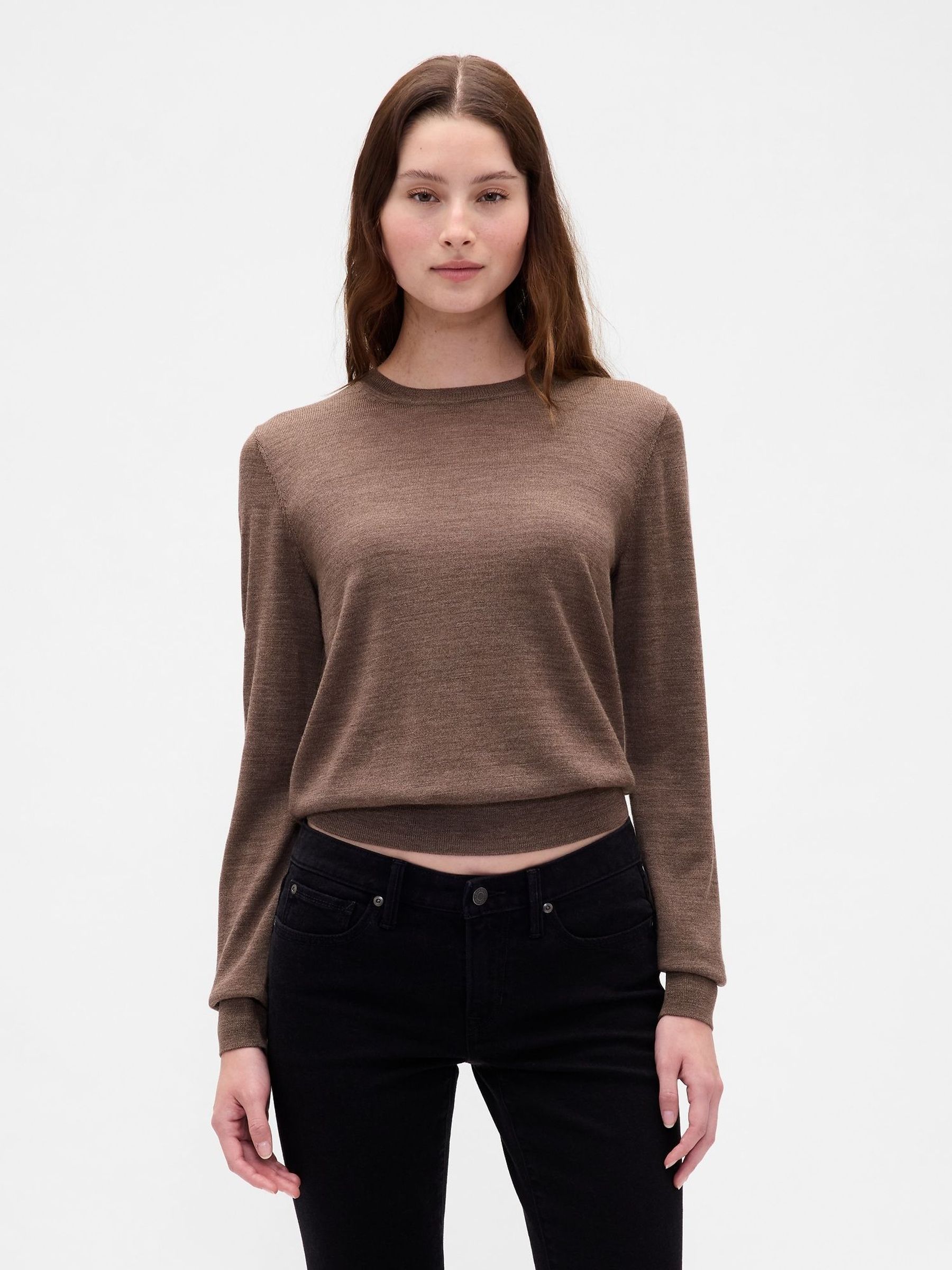 Brown Merino Crew Neck Sweatshirt (H66910) | £40