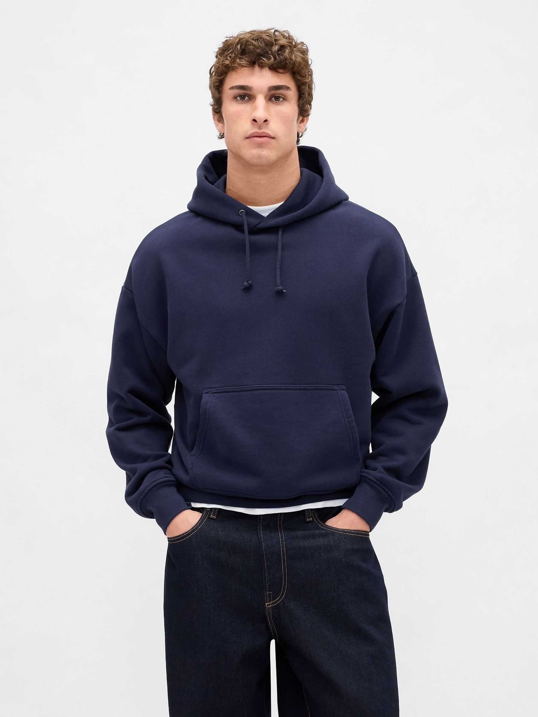 Navy Blue Extra Heavyweight French Terry Hoodie (H66911) | £85