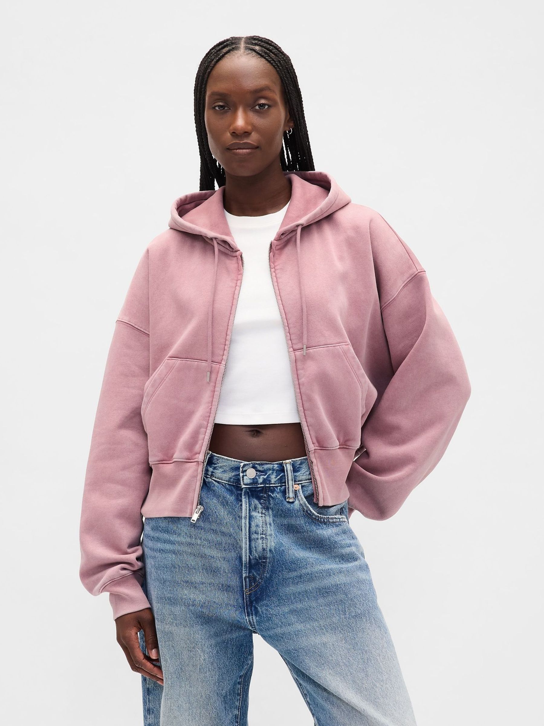 Blush Pink Heritage Zip-Up Hoodie (H66929) | £60