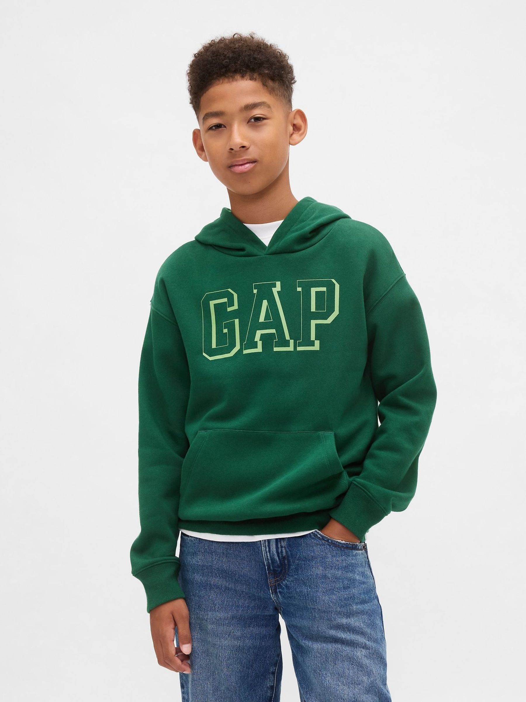 Green Relaxed Logo Hoodie (H66934) | £20