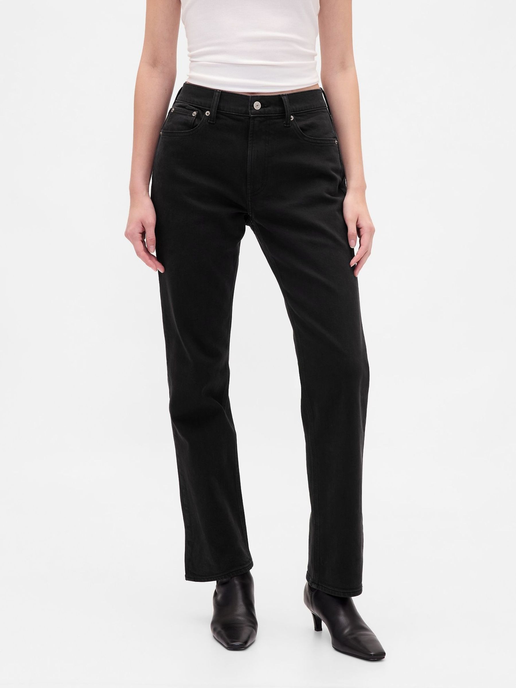 Black High Waisted 90s Slim Straight Jeans (H66958) | £50