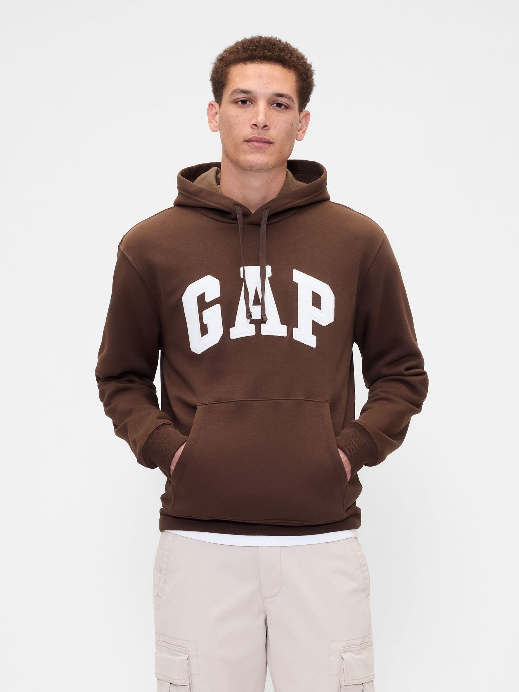 Brown Overhead Logo Fleece Zip Hoodie (H66971) | £35