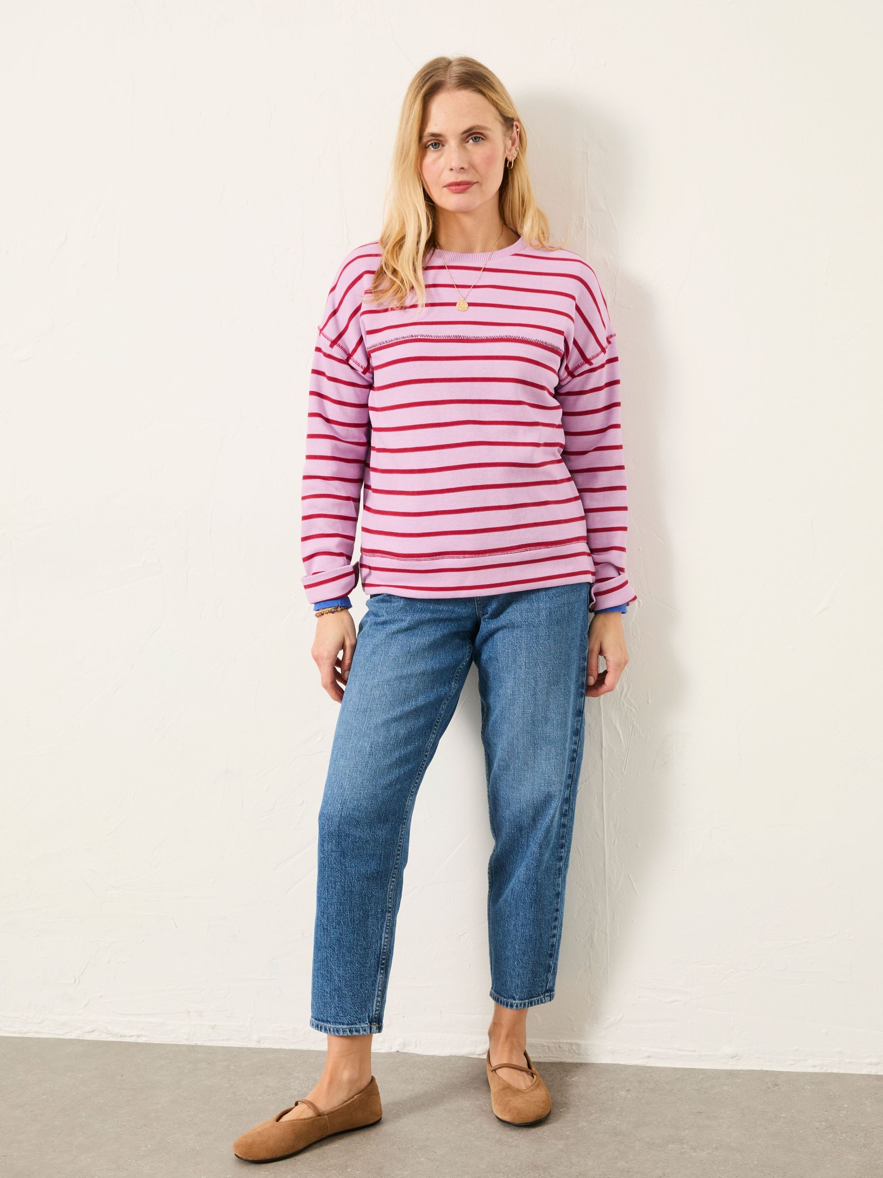 Airlie Lilac Purple Breton Stripe Crew Sweat (H67842) | £45