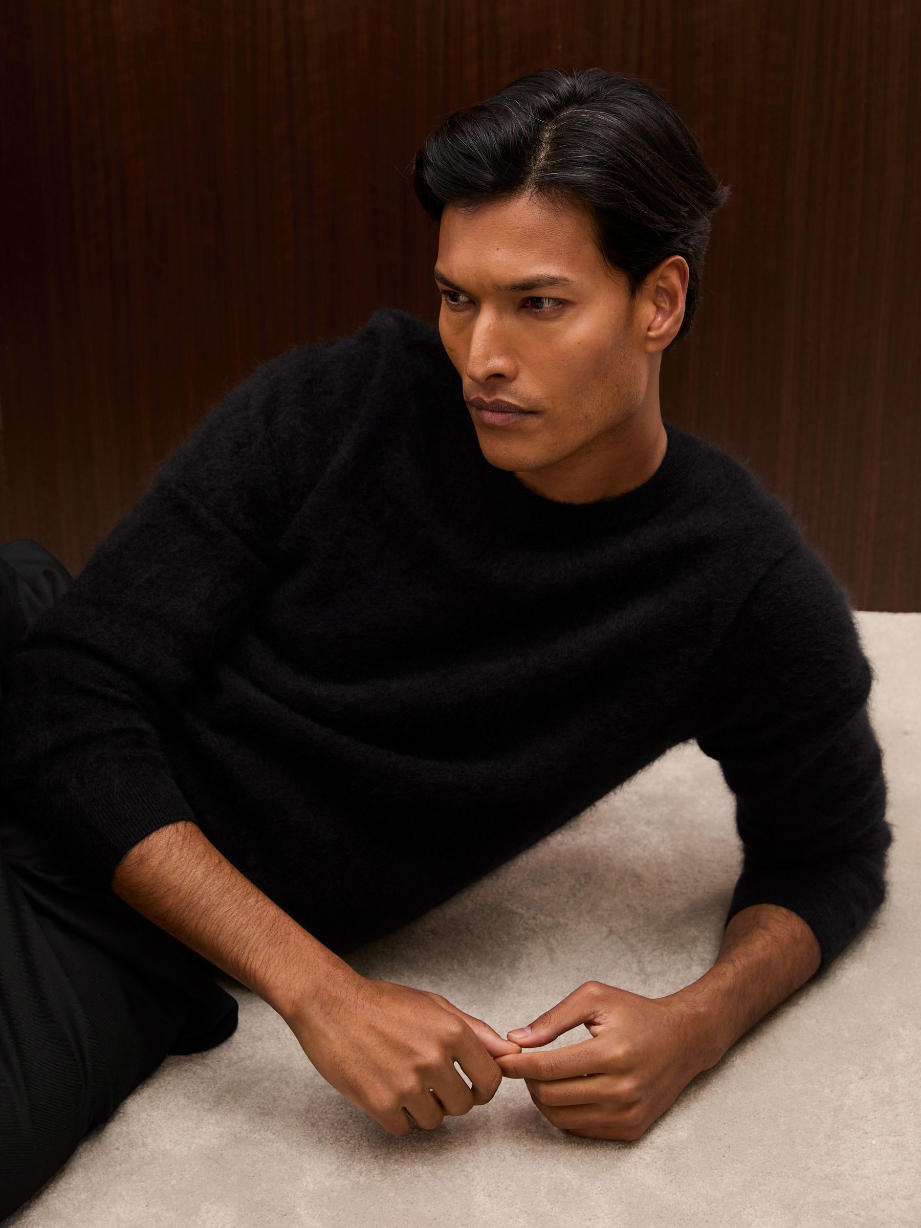 Atelier Brushed-Cashmere Crew Jumper in Black (H67867) | £250