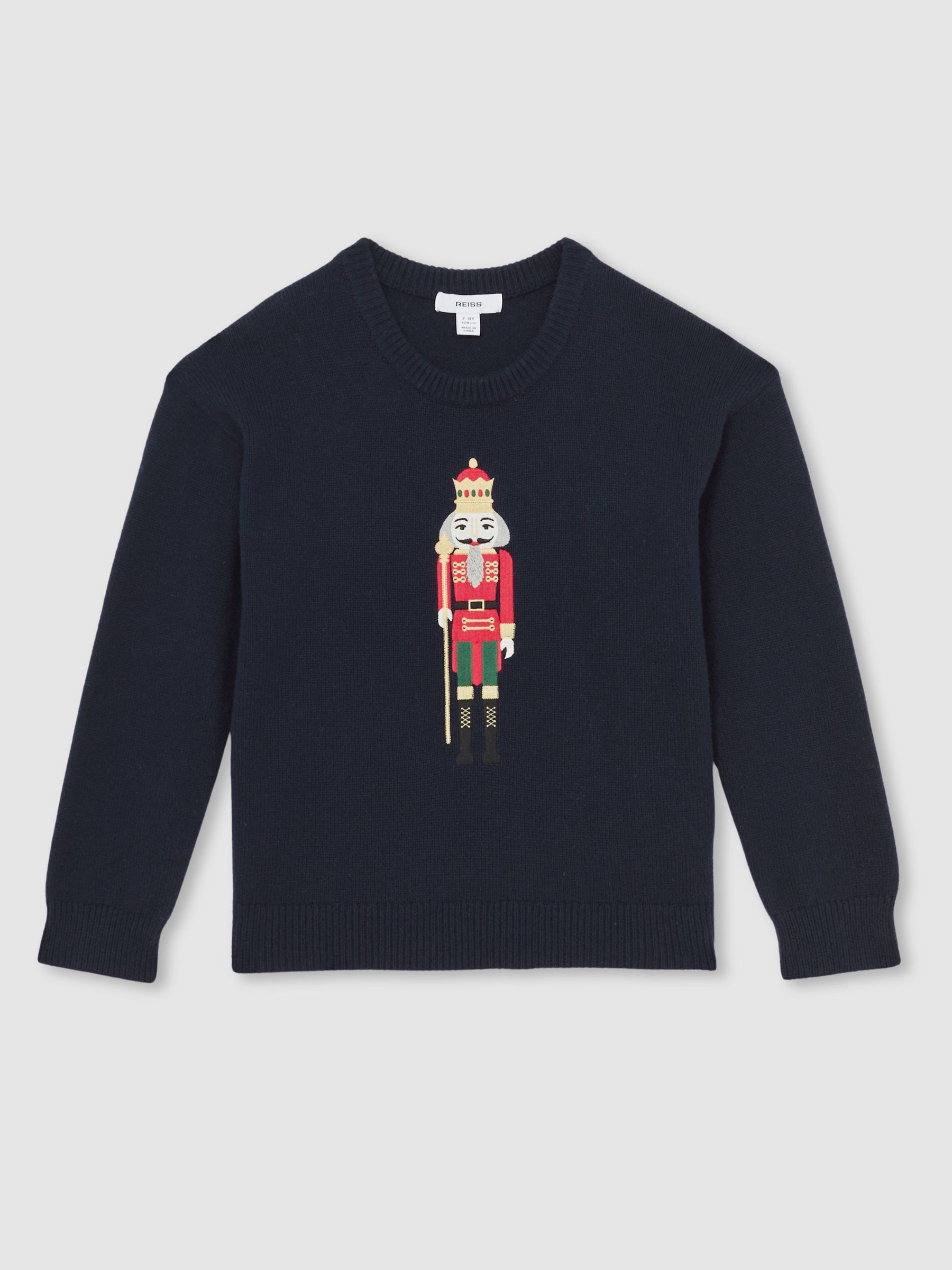 13-14 yrs Wool-Blend Nutcracker Jumper in Navy Blue (H68133) | £52