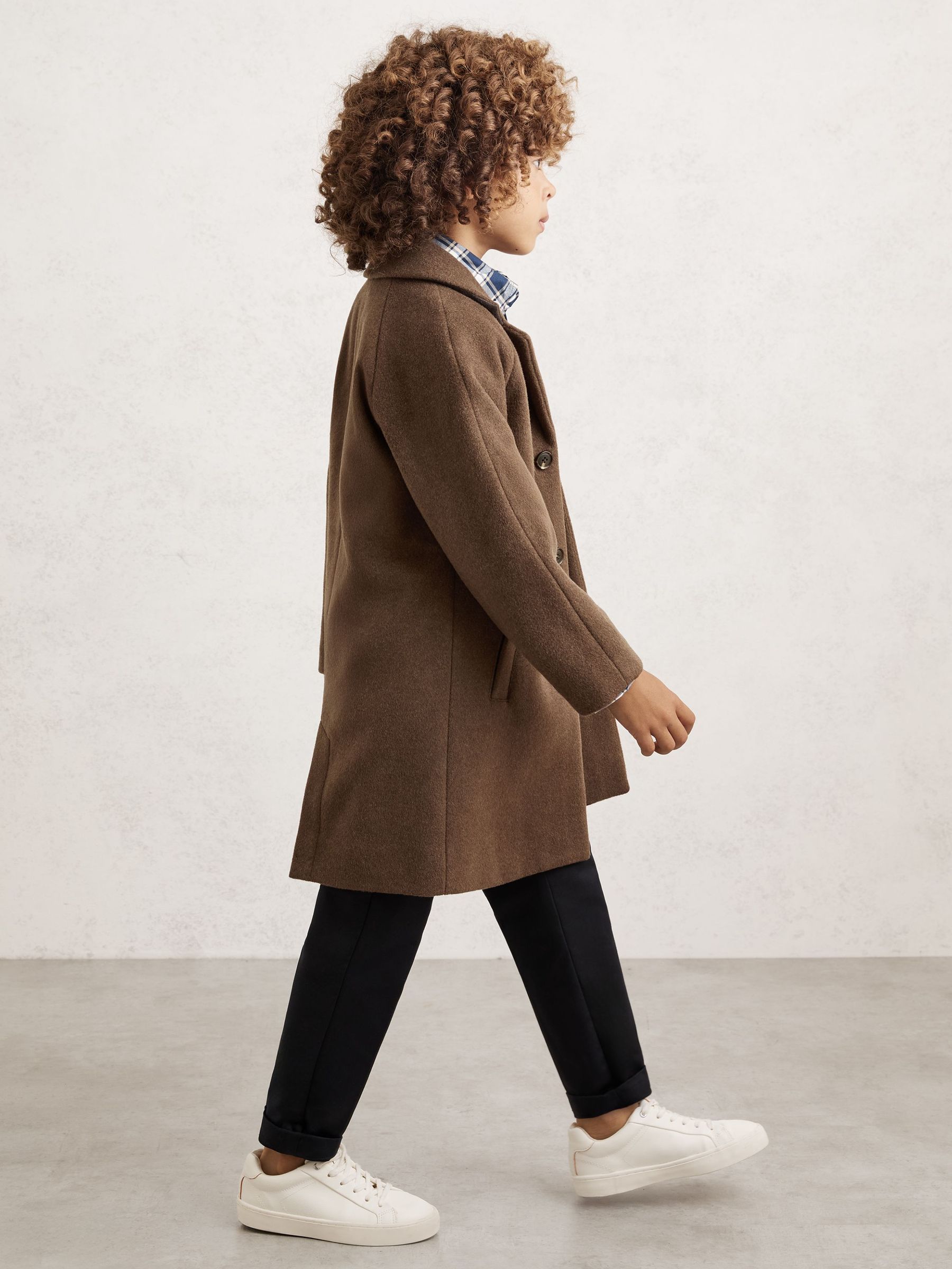 9-13 yrs Wool-Blend Raglan-Sleeve Overcoat in Light Brown (H68183) | £108