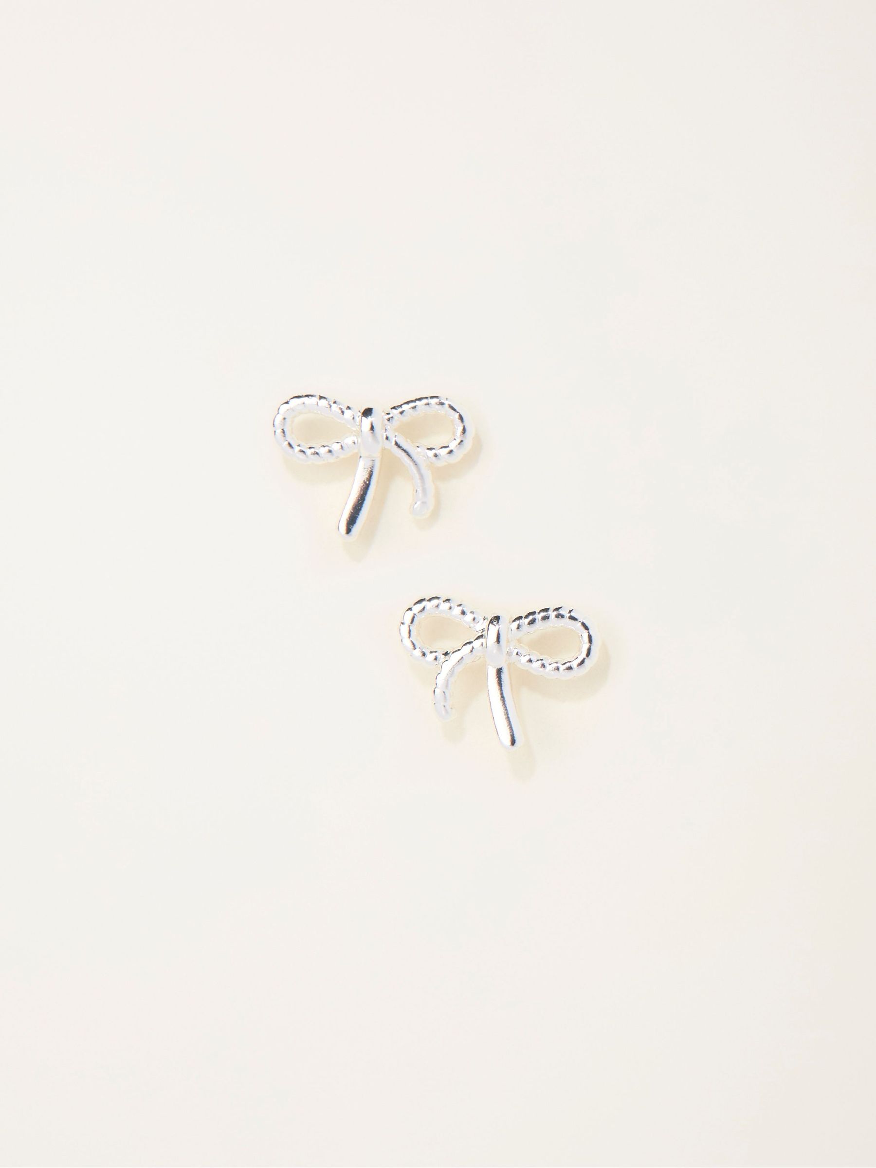 Silver Tone Bow Stud Earrings (H68332) | £8.50
