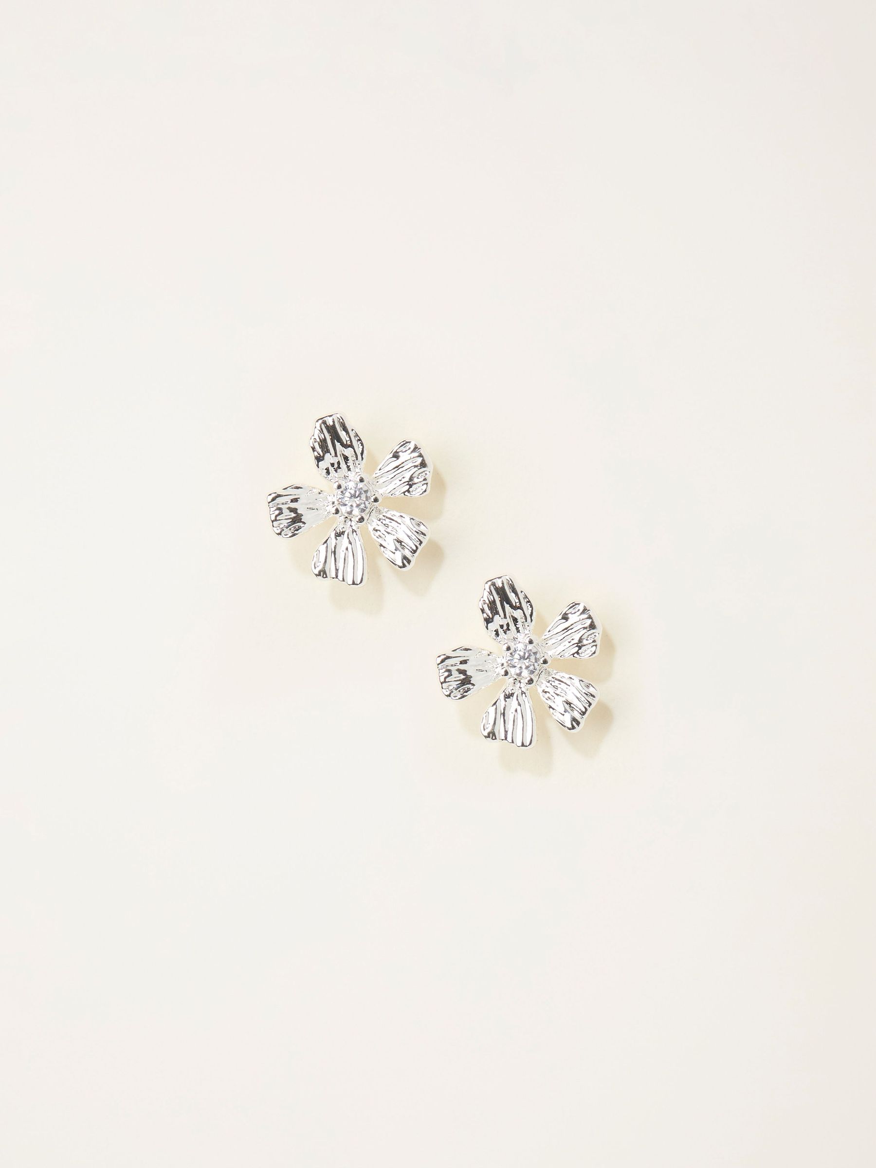 Silver Tone Flower Stud Earrings (H68336) | £8.50
