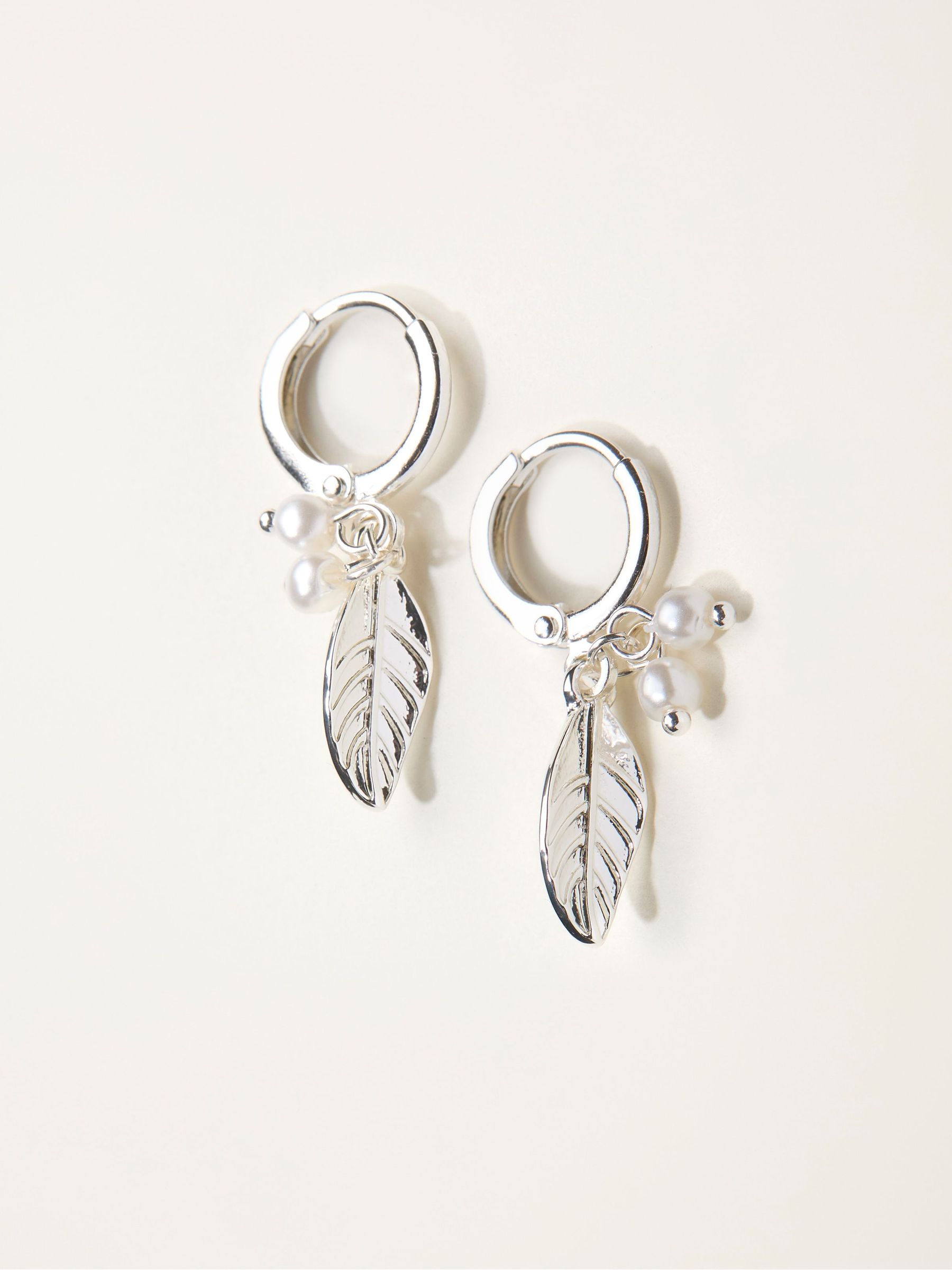 Silver Tone Leaf Charm Drop Earrings (H68337) | £10.50