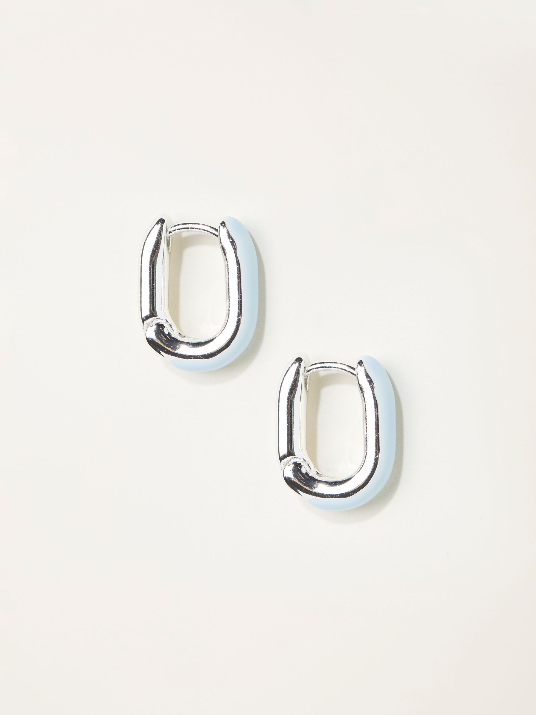 Silver Tone Enamel Oval Hoop Earrings (H68342) | £12.50