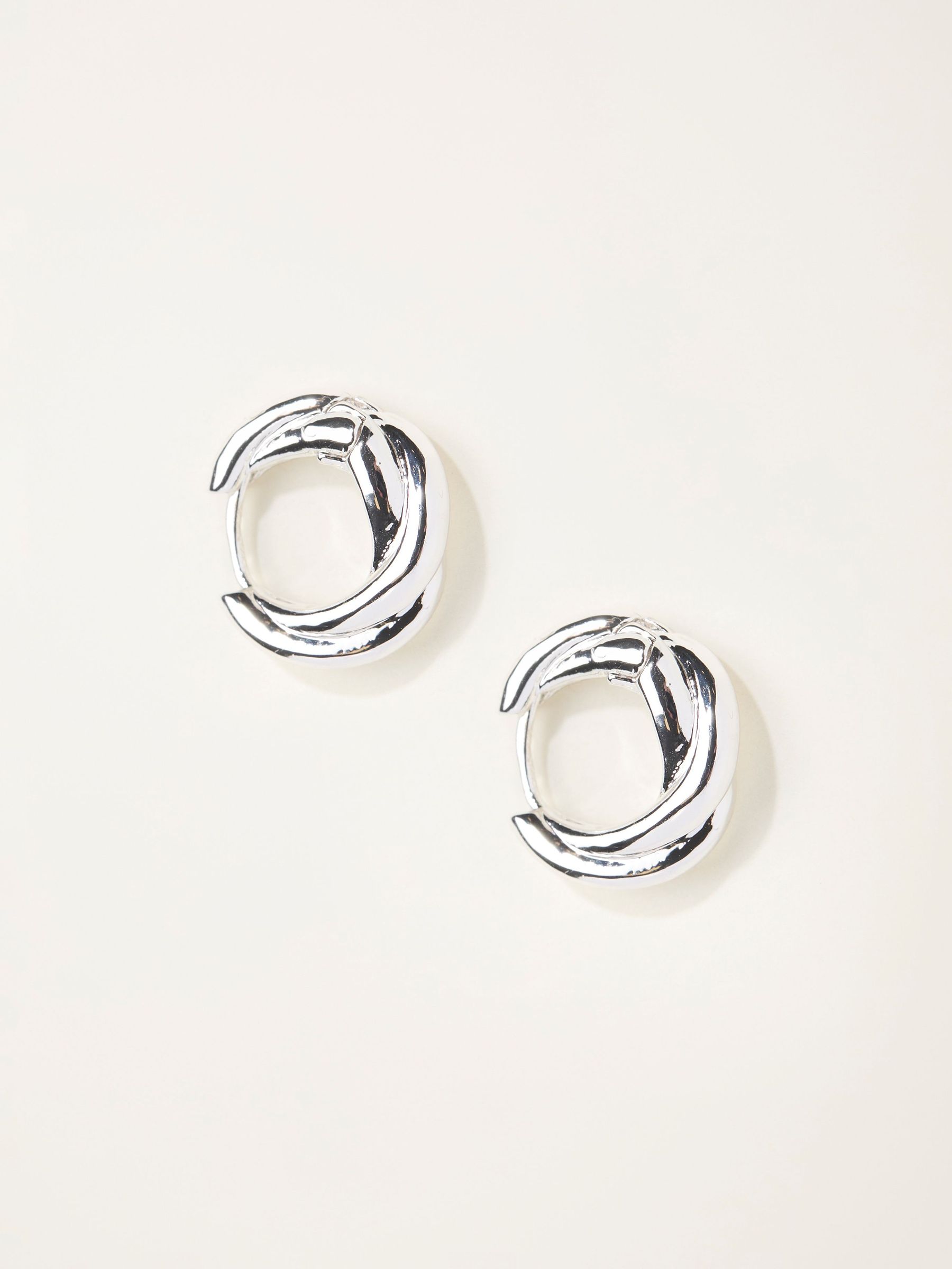 Silver Tone Twist Hoop Earrings (H68344) | £12.50