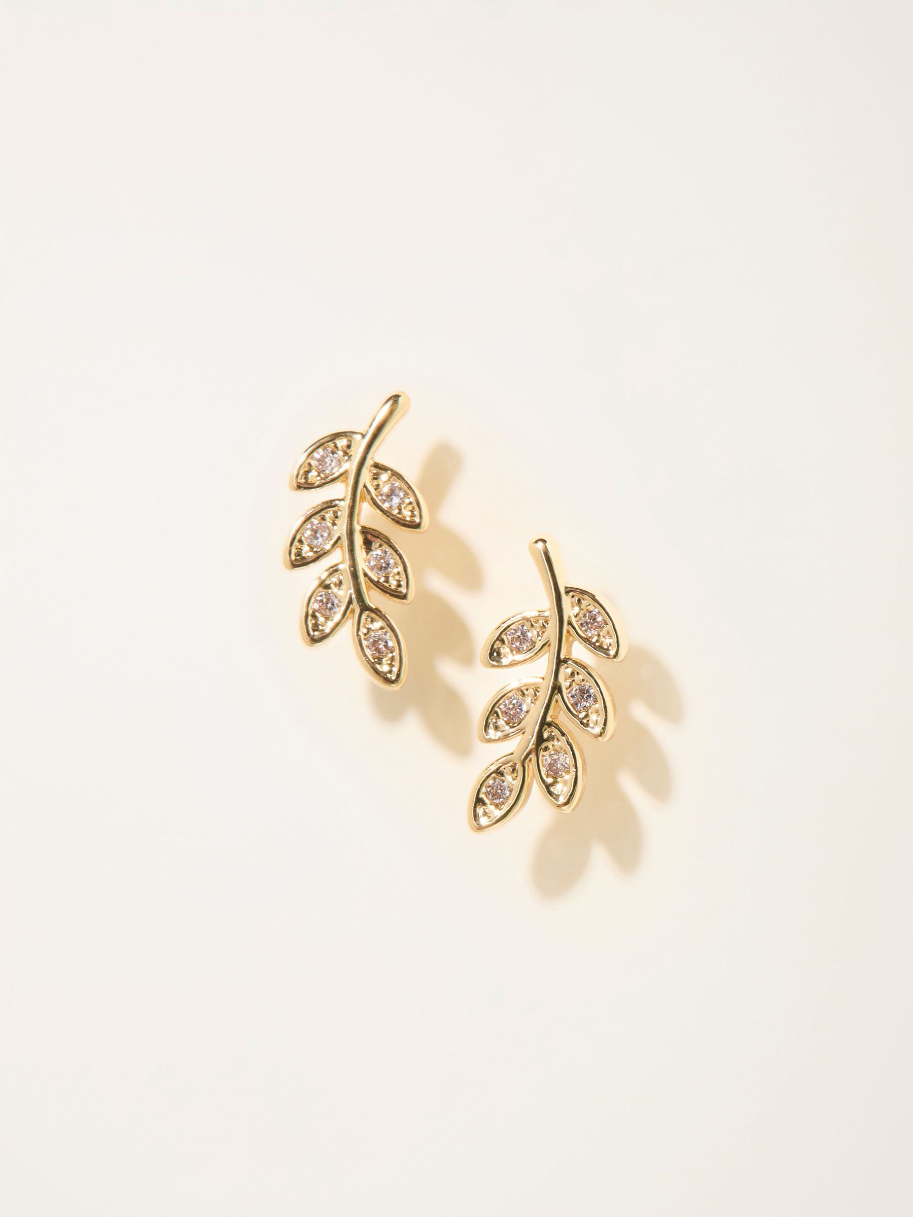 Gold Tone Leaf Stud Earrings (H68346) | £8.50