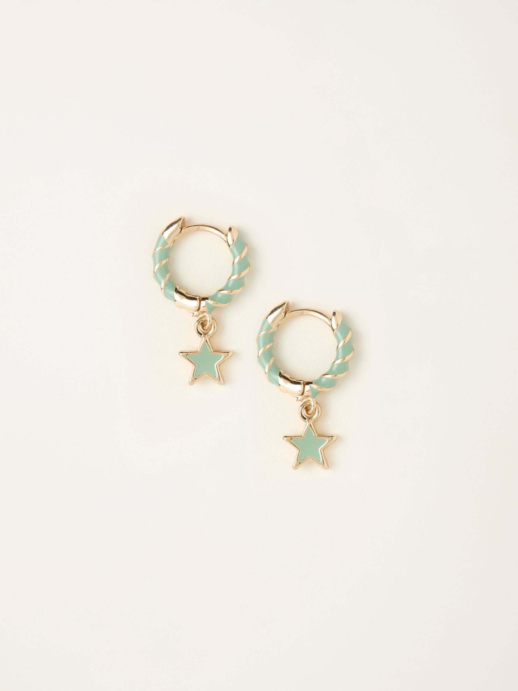 Green Star Twist Hoop Earrings (H68353) | £10.50