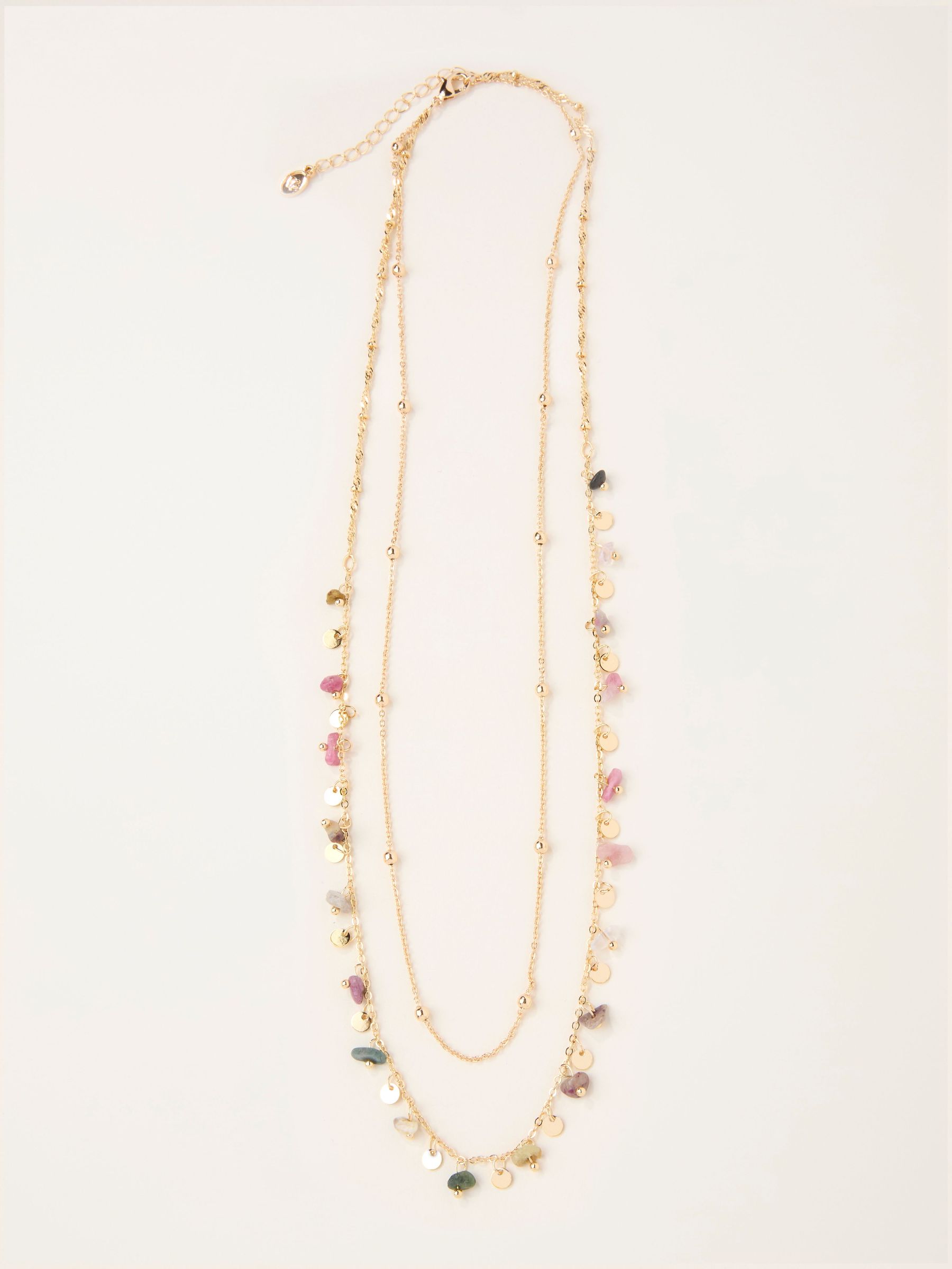 Gold Tone Semi Precious Layered Necklace (H68371) | £16.50