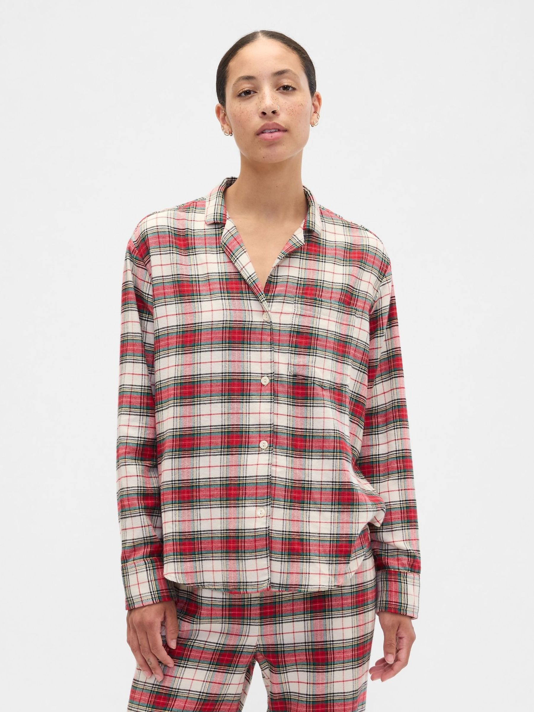 Red Check Long SLeeve Flannel Pyjama Top (H68436) | £35