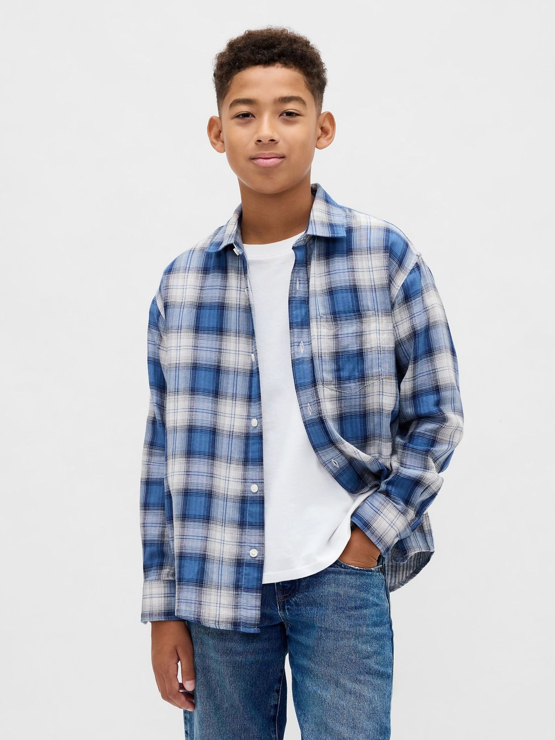 Blue Relaxed Check Shirt (4-13yrs) (H68461) | £20