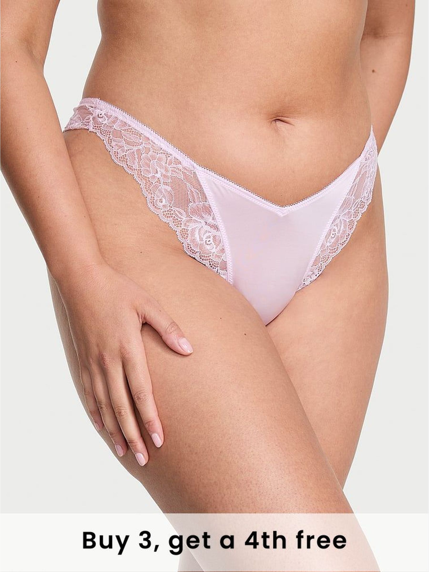 Light Hyacinth Purple Thong Rose Lace Trim Knickers (H68626) | £14