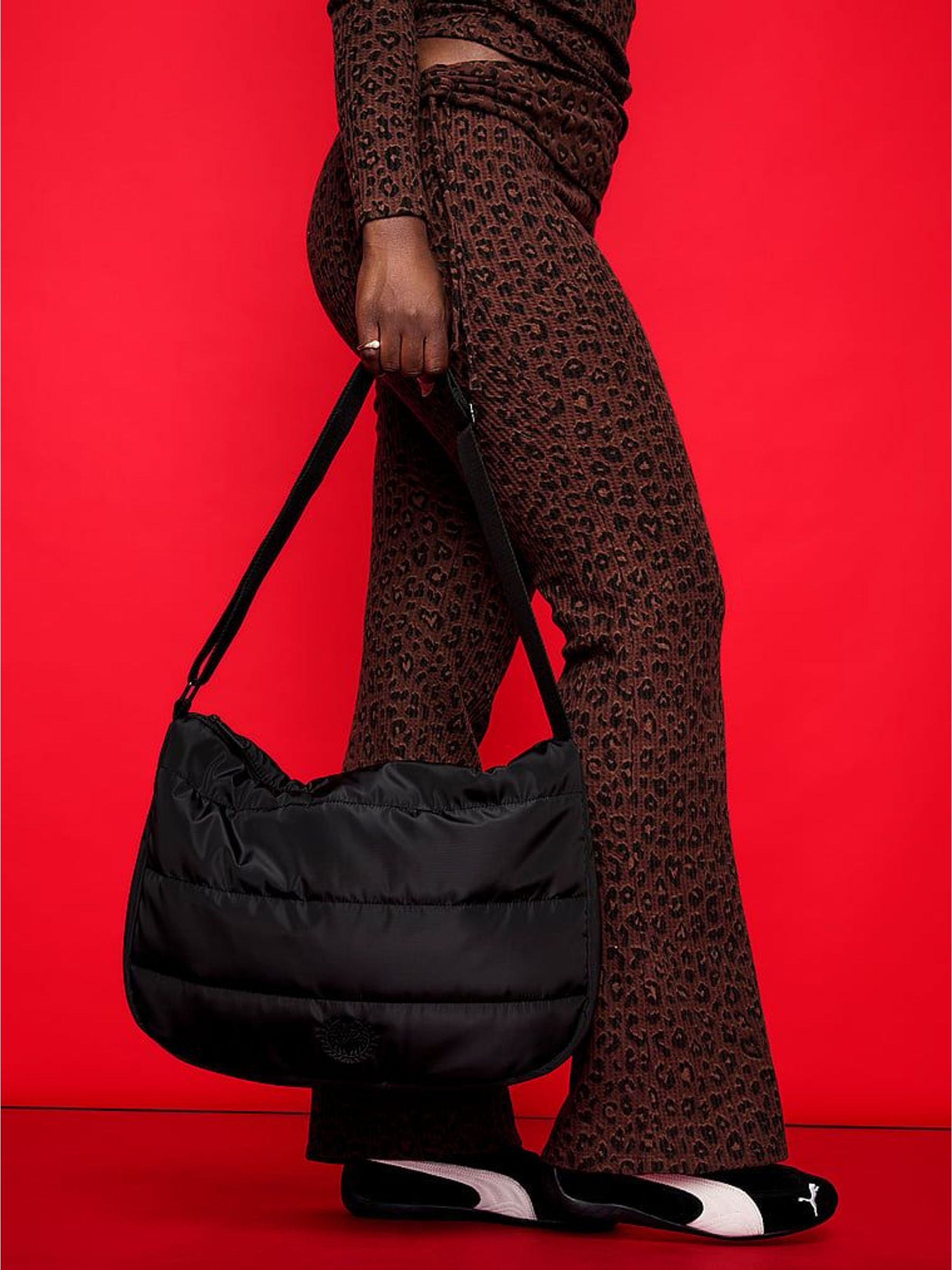 Black Quilted Puffer Slouch Bag (H68637) | £36