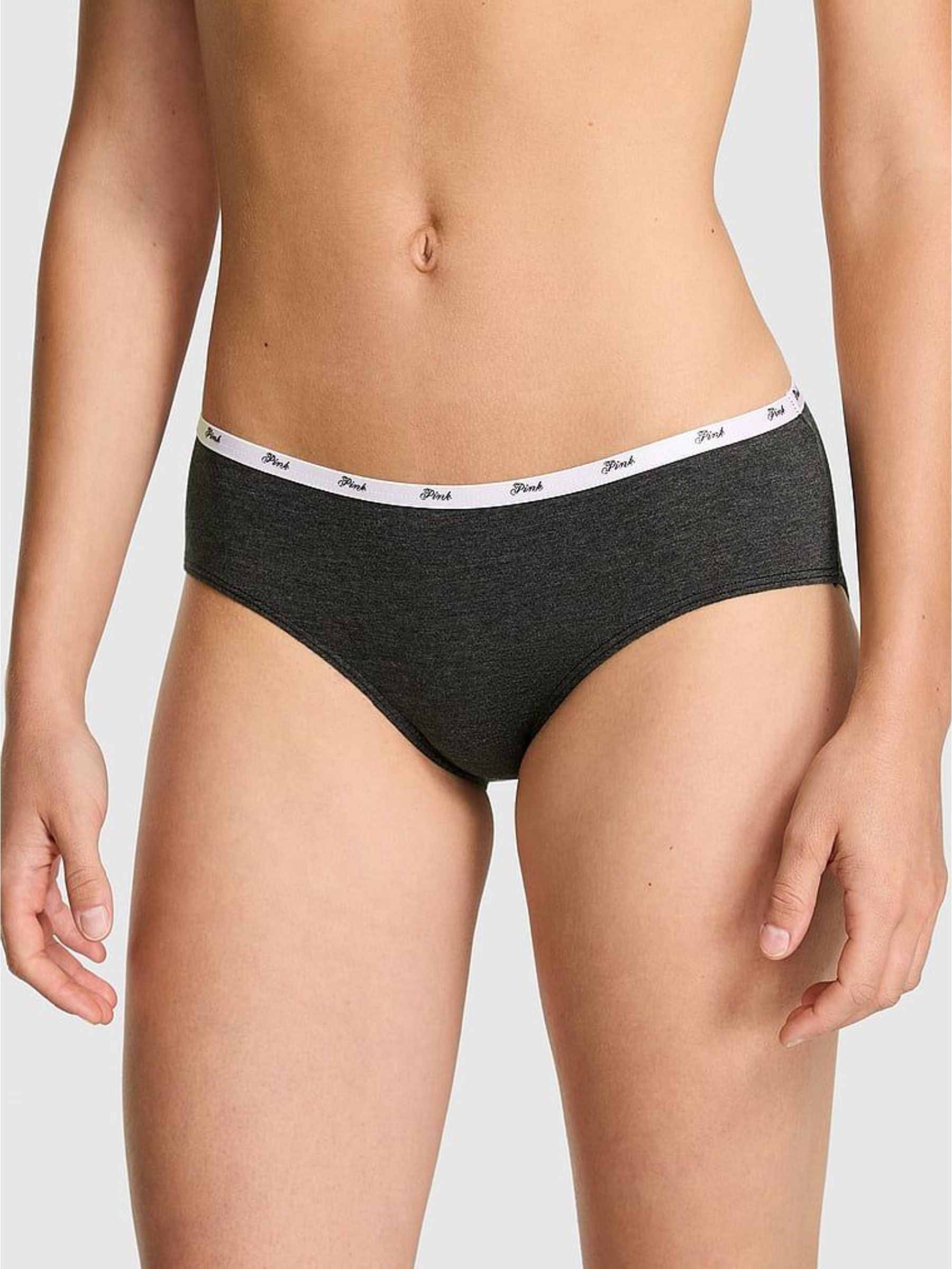 Charcoal Heather Grey Hipster Cotton Mini Logo Knickers (H68646) | £9