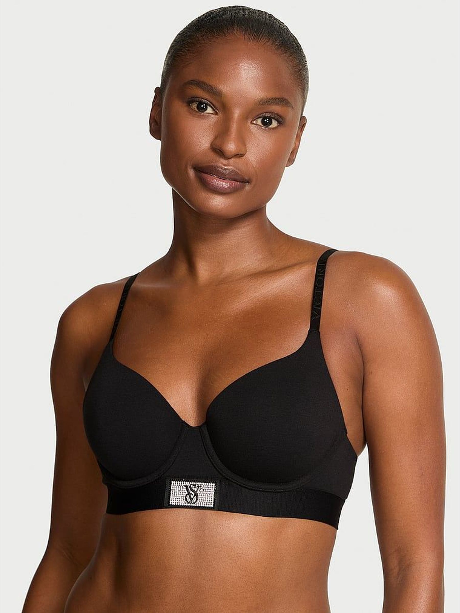 Black Lightly Lined Full Cup Logo Shine Patch Bra (H68652) | £40