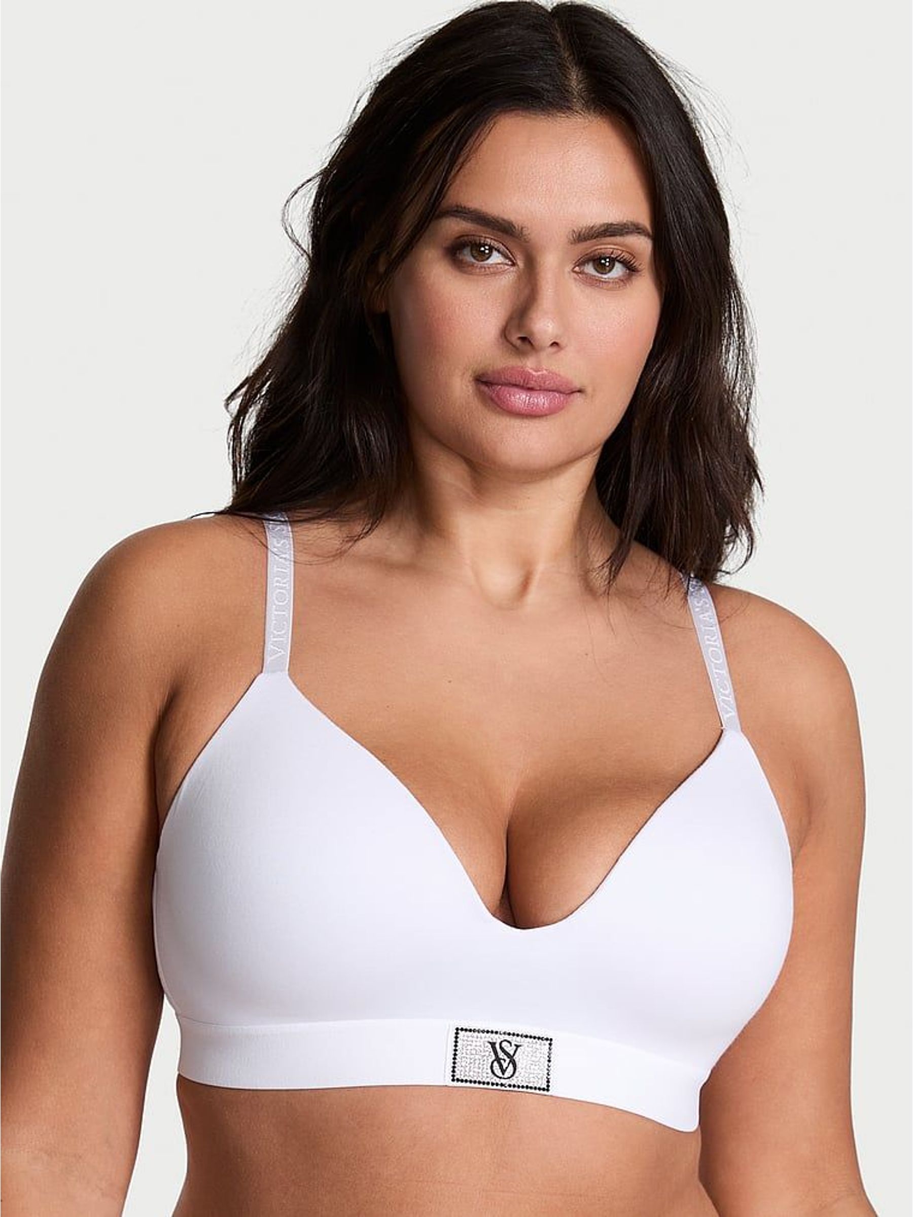 White Non Wired Lightly Lined Logo Shine Patch Bra (H68717) | £40