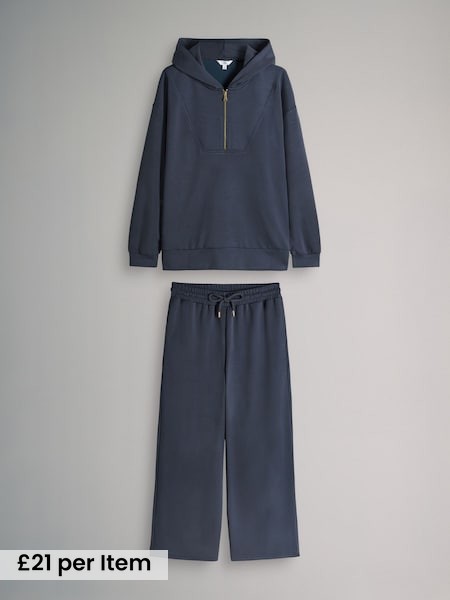 Navy - Oversized Modal Zip Through Sweatshirt & Joggers Set (H68953) | £42