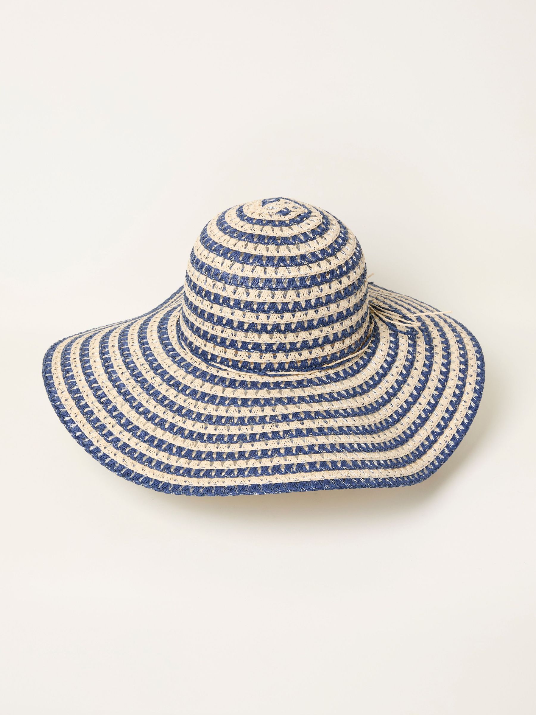 Navy Blue Stripe Straw Sun Hat (H68993) | £25