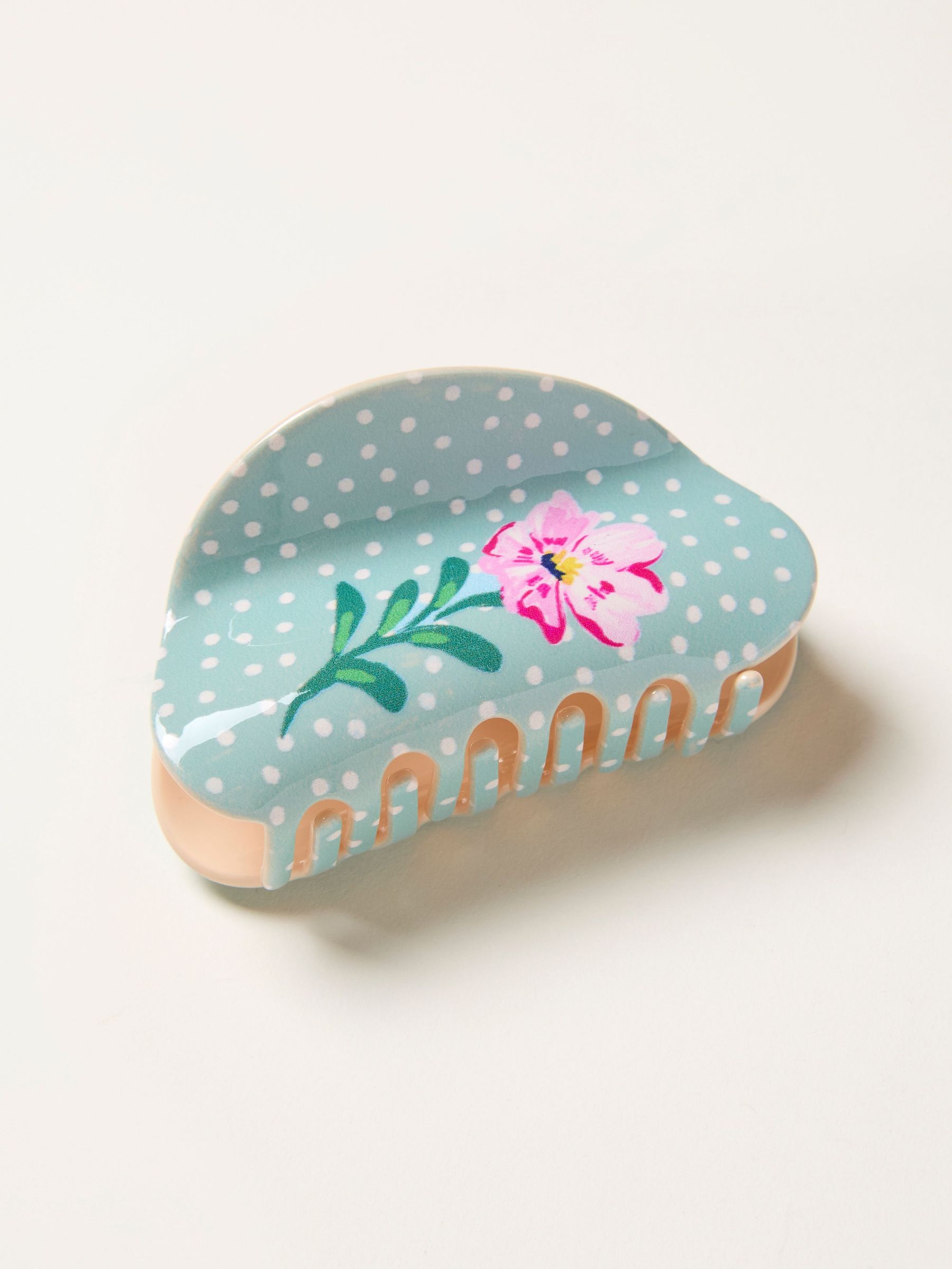 Blue Polka Dot Flower Claw Clip (H69030) | £12.50