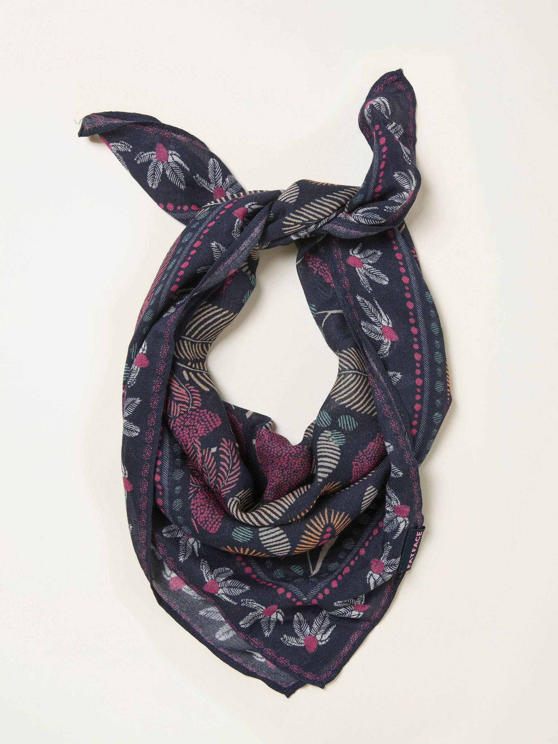 Navy Blue Leaf Floral Hair Scarf (H69031) | £12.50