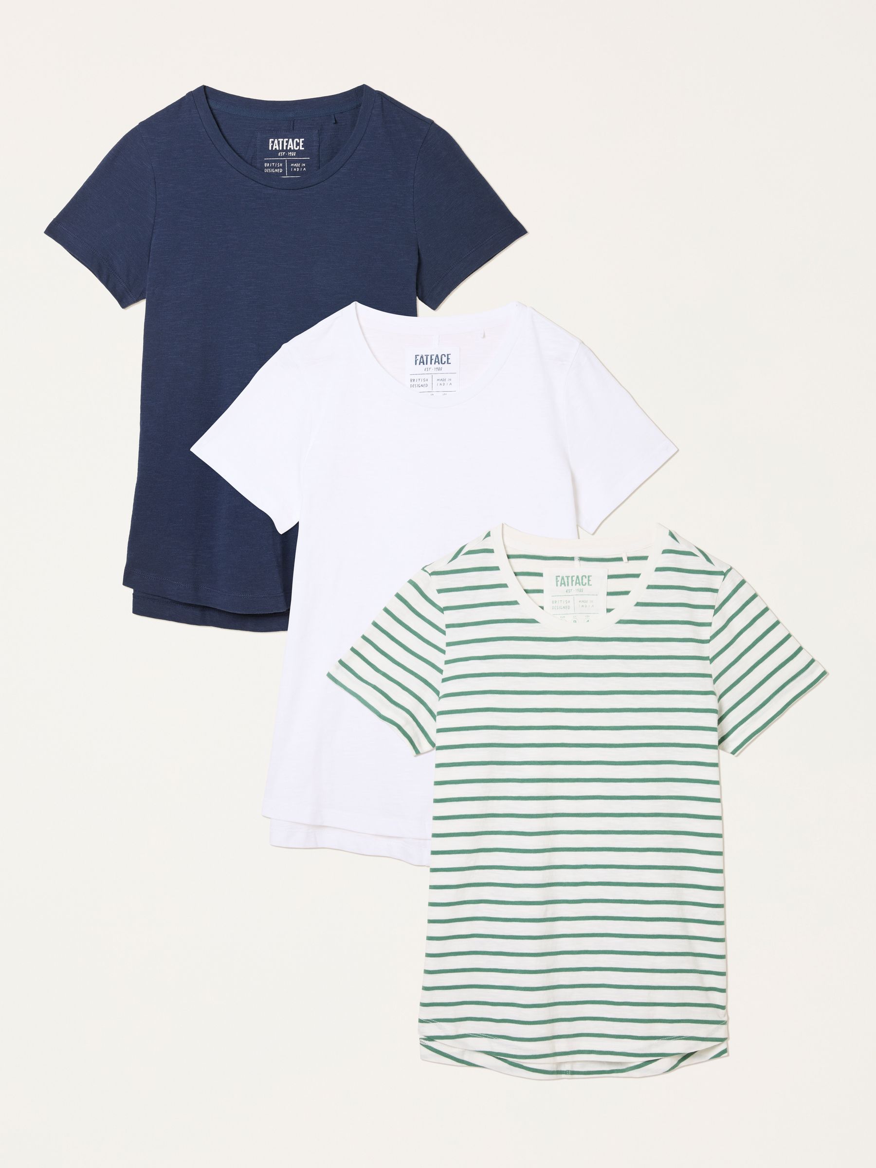 Natalie Green/Navy/Ivory 3 Pack T Shirt (H69258) | £49