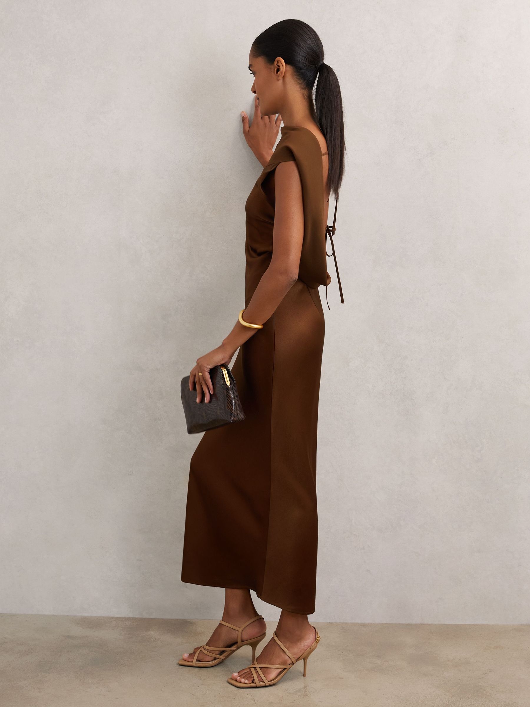 Petite Back Detail Midi Dress in Bronze (H69524) | £240